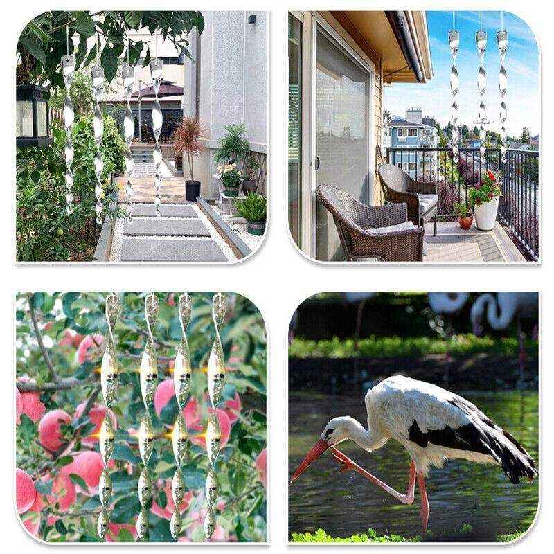 12PCS Reflective Bird Repeller Repellent Wind Twisting Scarer Deterrent Rods - Image 6