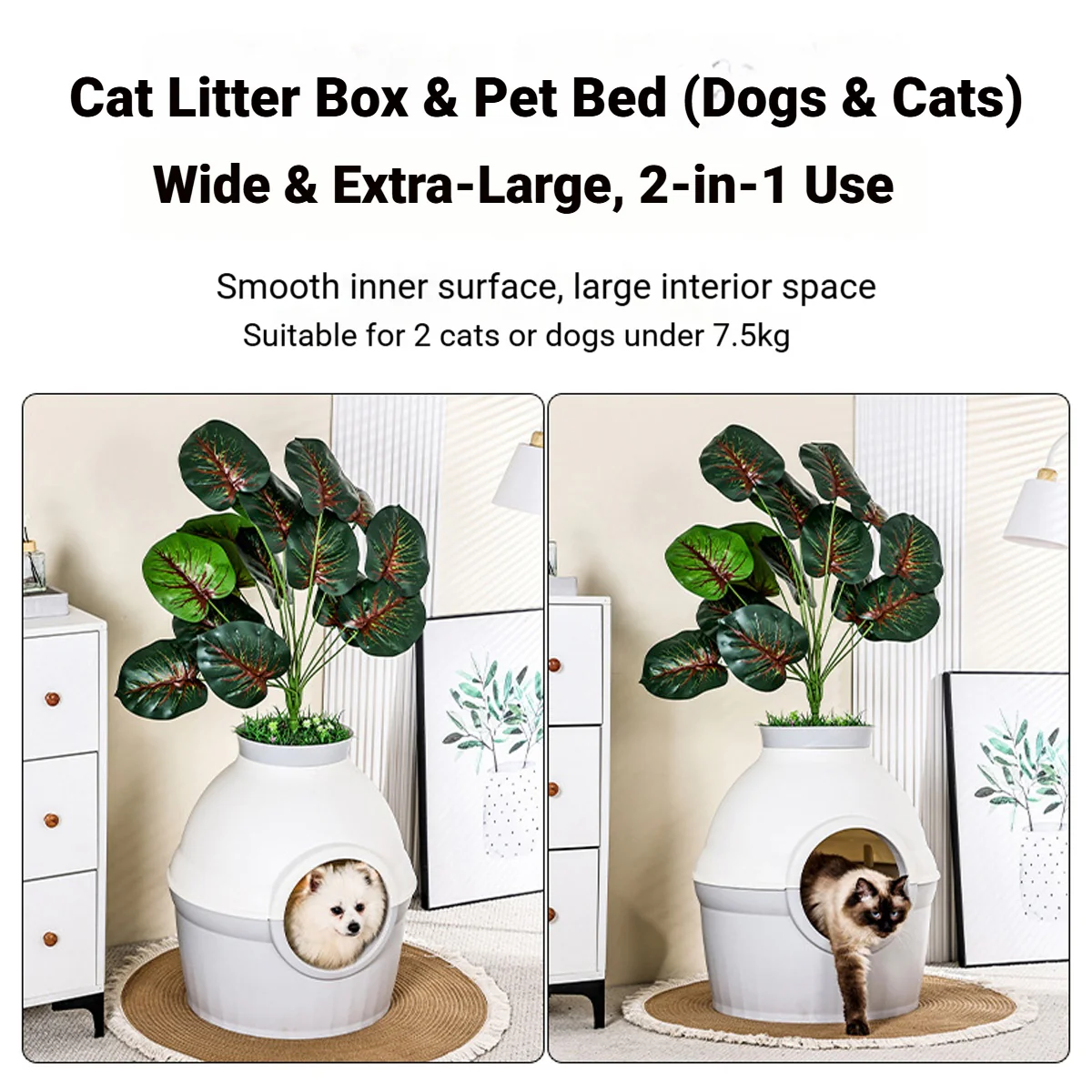 2 in 1 Cat Bed and Litter Box Flower Pot Style for Indoor Pet House Toilet - Image 3