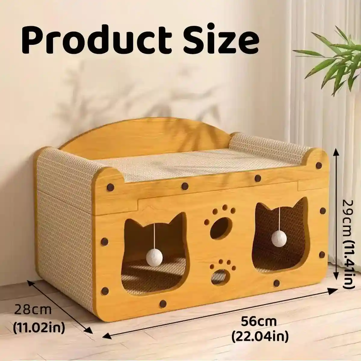 Premium 2-in-1 Cat Scratching Bed with Durable Wooden Frame for Play - Image 11