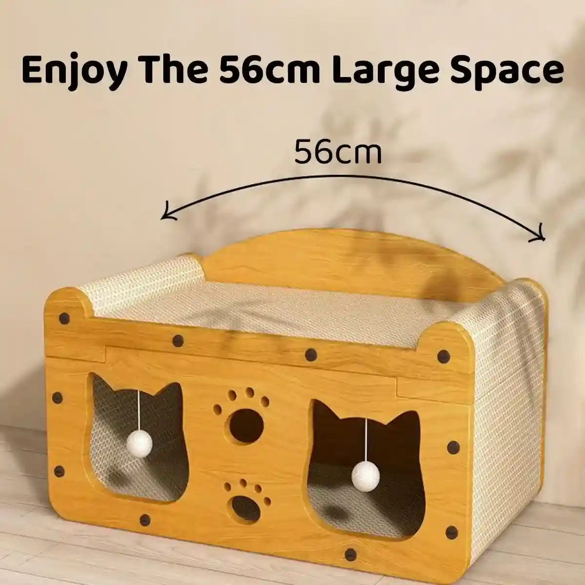 Premium 2-in-1 Cat Scratching Bed with Durable Wooden Frame for Play - Image 6
