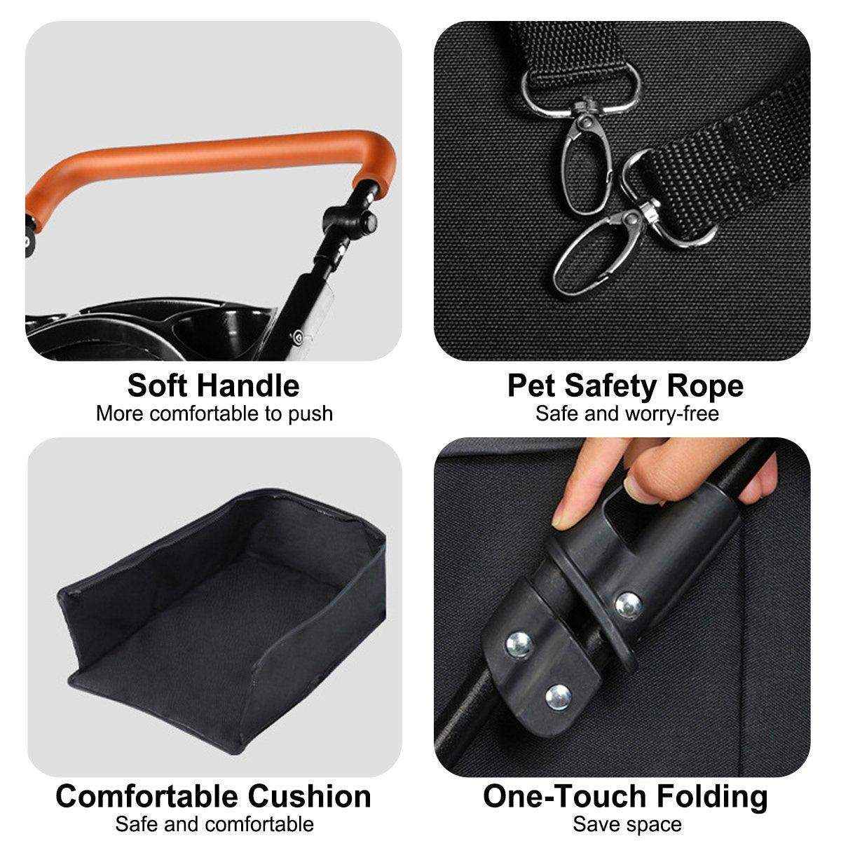 2-in-1 Foldable Pet Stroller with Detachable Carrier - Image 11