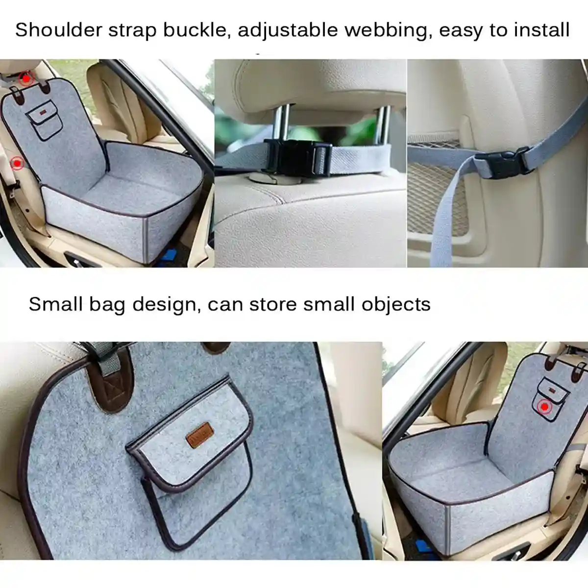 2-in-1 Portable Dog Car Seat with Adjustable Straps and Side Pocket - Image 8