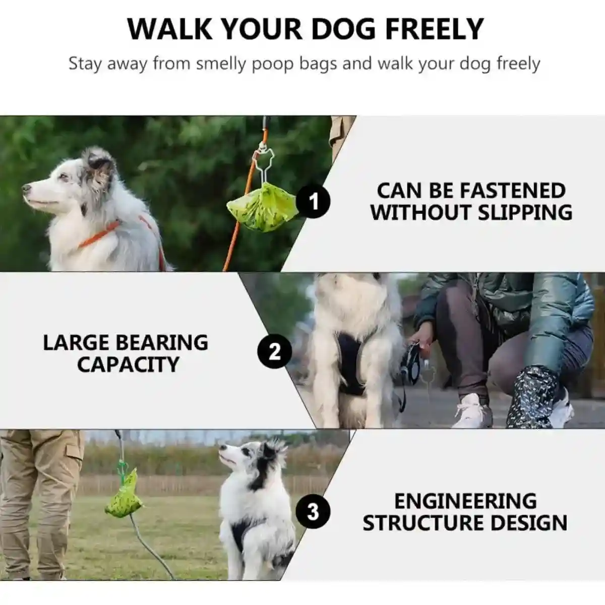 2X Leash Attachment Dog Poo Bag Holder Waste Bag Carrier Large Bearing Capacity - Image 9