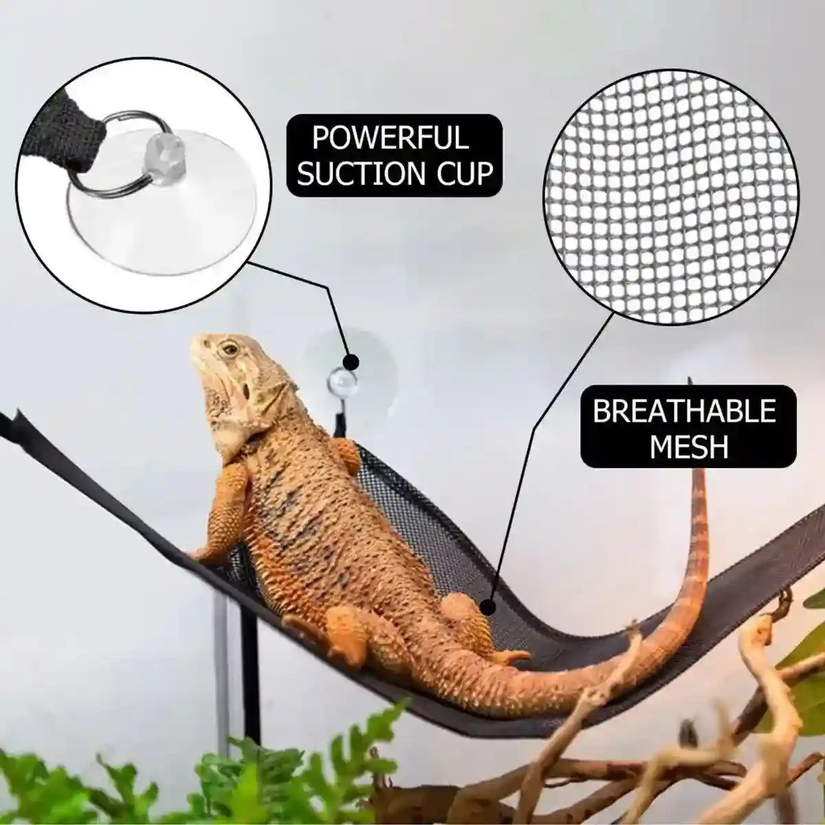2x Reptile Hammock for Small Large Bearded Dragon Lizard Reptile Snakes Black - Image 4
