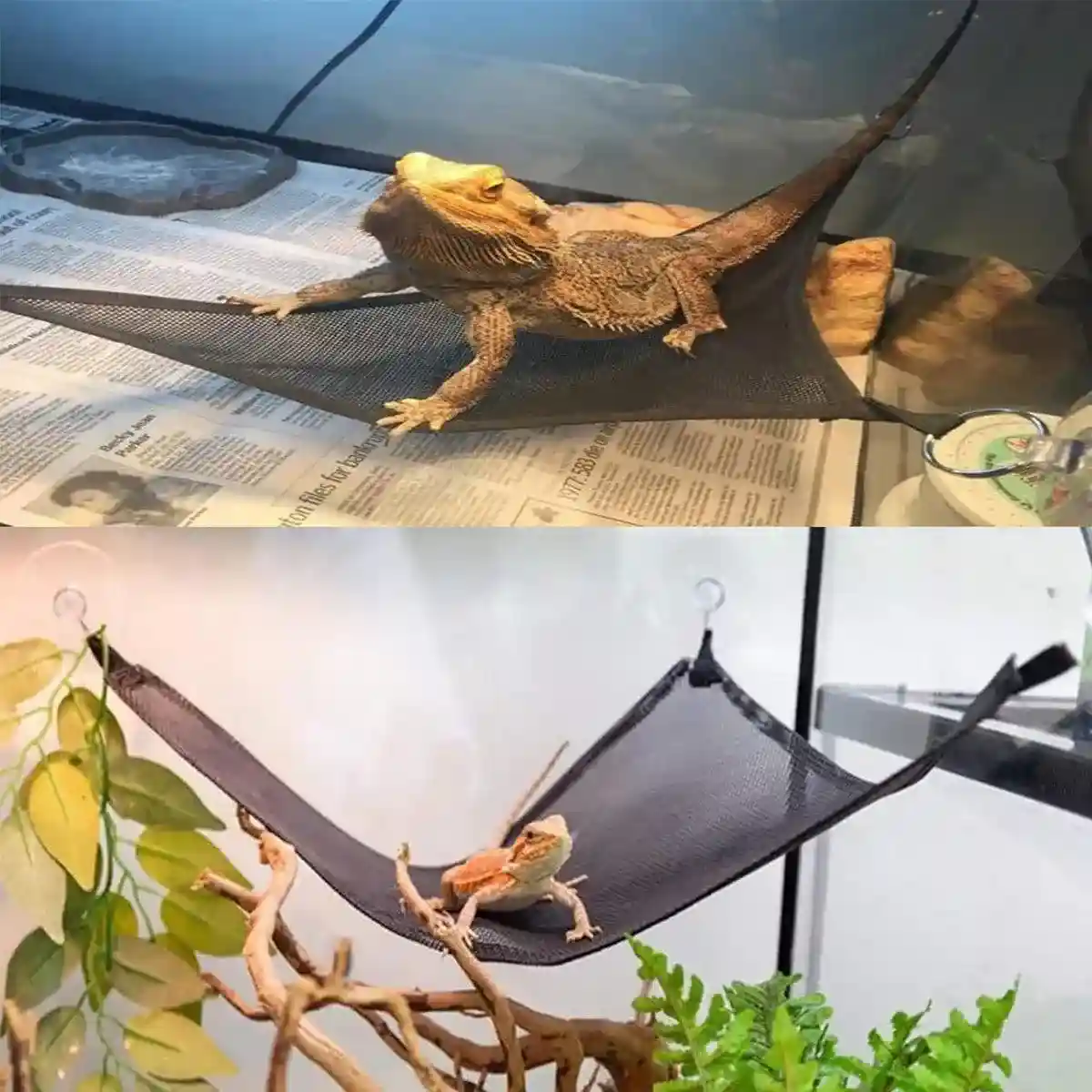 2x Reptile Hammock for Small Large Bearded Dragon Lizard Reptile Snakes Black - Image 7