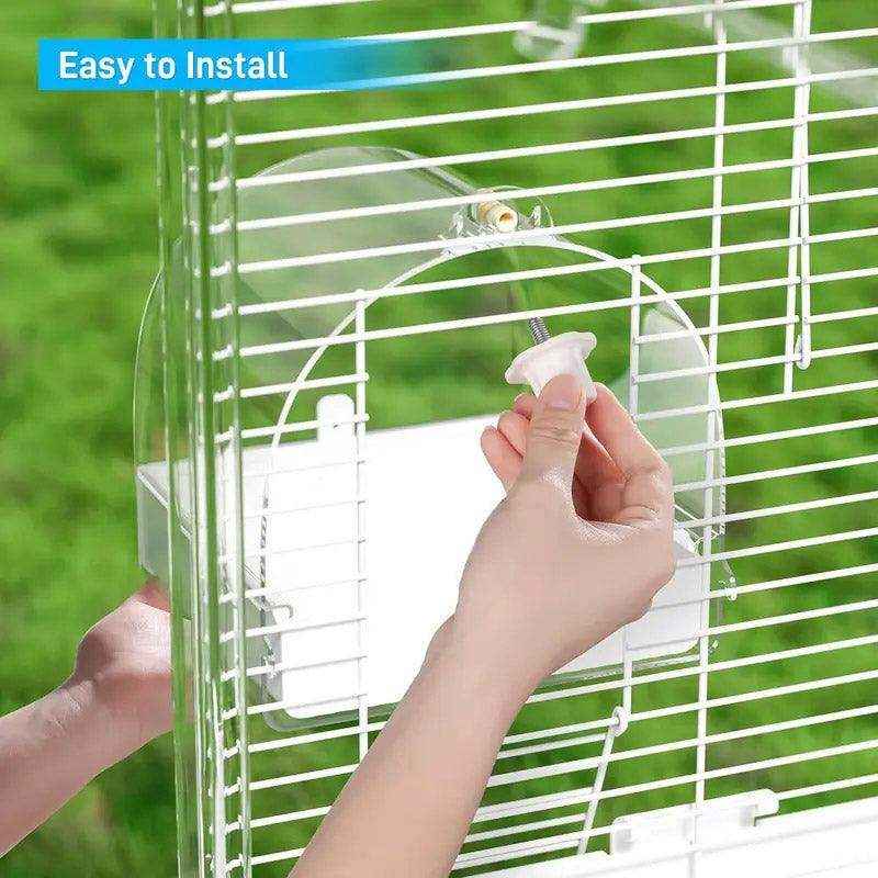 3-in-1 Hanging Bird Bath & Feeder Transparent Bird Cage Bath - Image 7