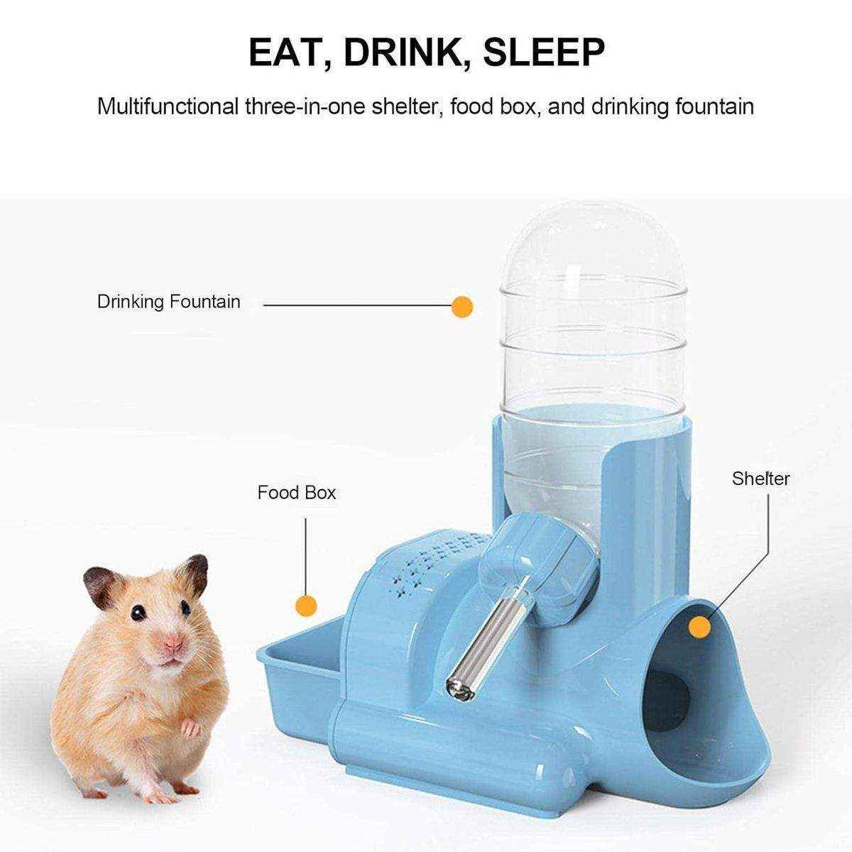 3-in-1 Pet Water Bottle - Hamster Food Bowl and Shelter - Image 6