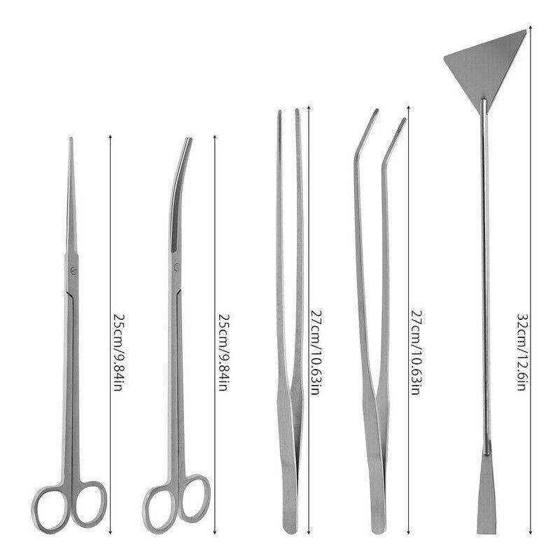 Aquarium Tool Kit Stainless Steel Aquatic Plant Tweezers Scissors Spatula Set - Image 12