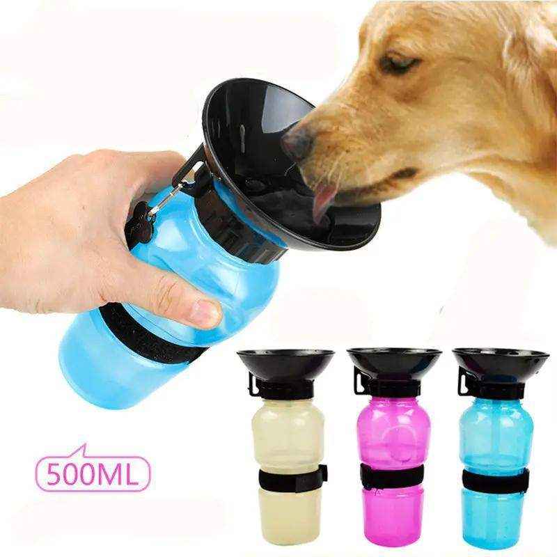 500ml Dog Cat Water Bottle Blue Pink Grey - Image 8