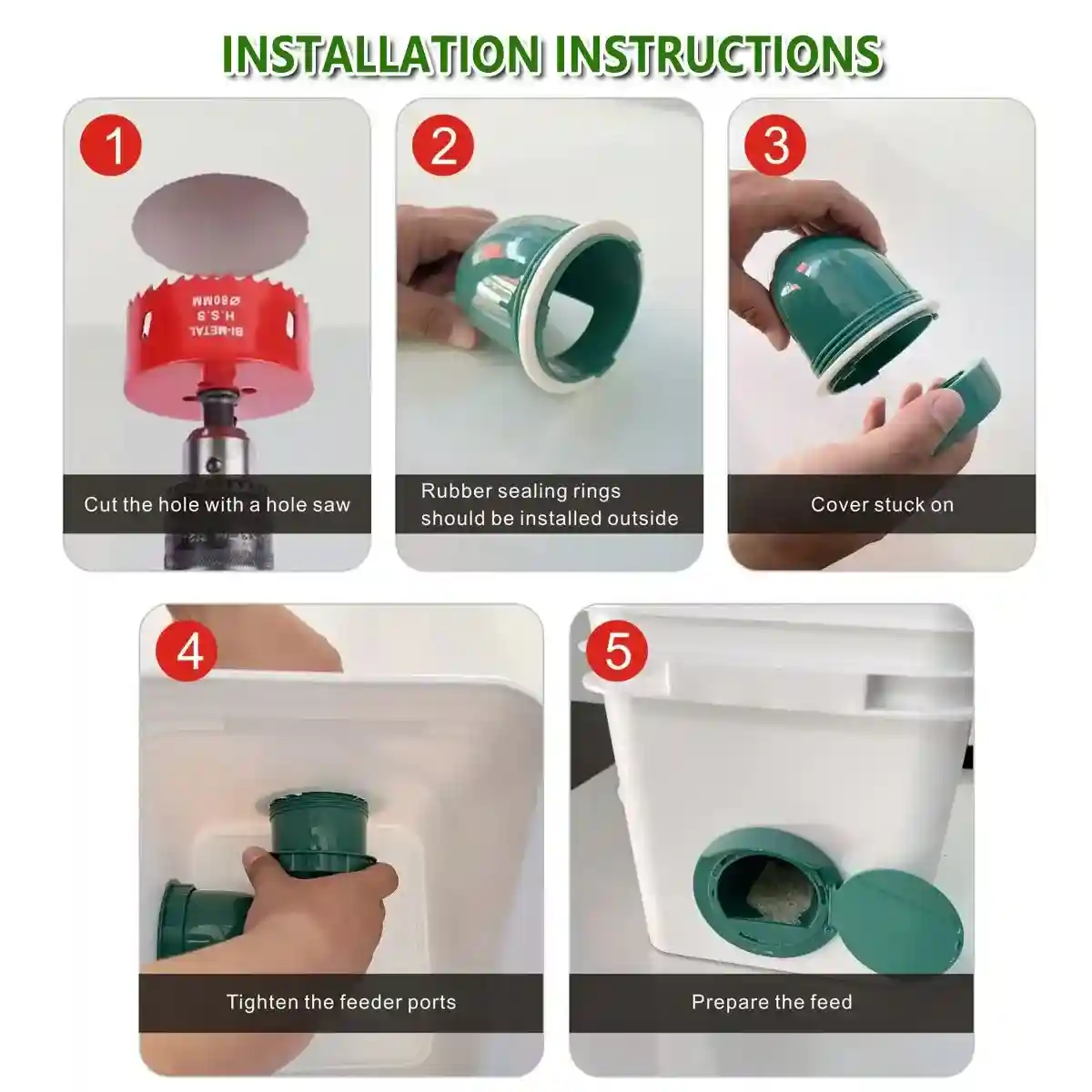 5PCS Automatic Chicken Feeder Ports with Rain Hood for Poultry DIY - Image 7