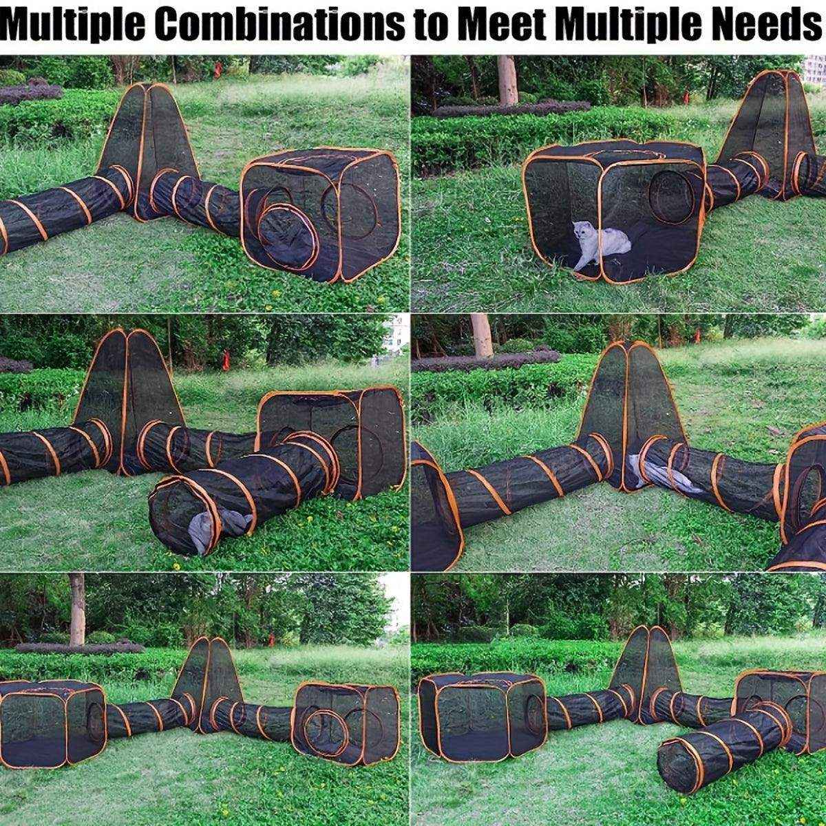 Foldable Cat Tunnel Outdoors Portable Mesh Playpen for Secure Outdoor Fun - Image 12