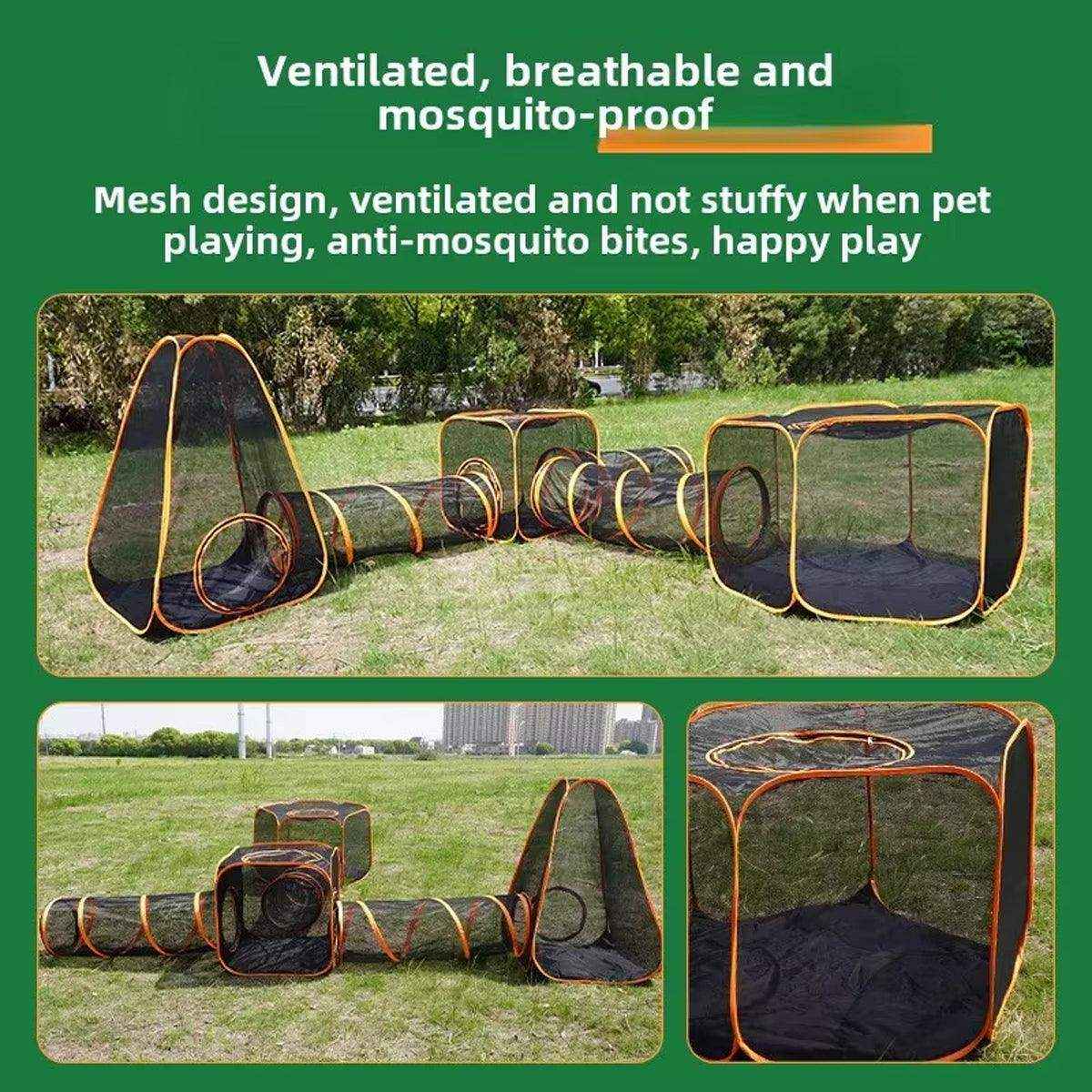 Foldable Cat Tunnel Outdoors Portable Mesh Playpen for Secure Outdoor Fun - Image 14