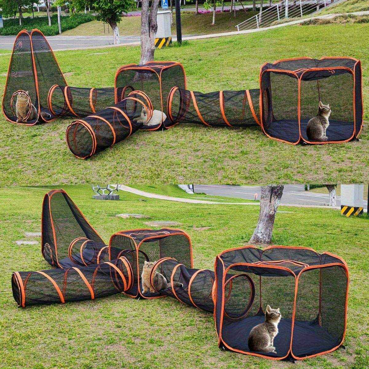 Foldable Cat Tunnel Outdoors Portable Mesh Playpen for Secure Outdoor Fun - Image 19