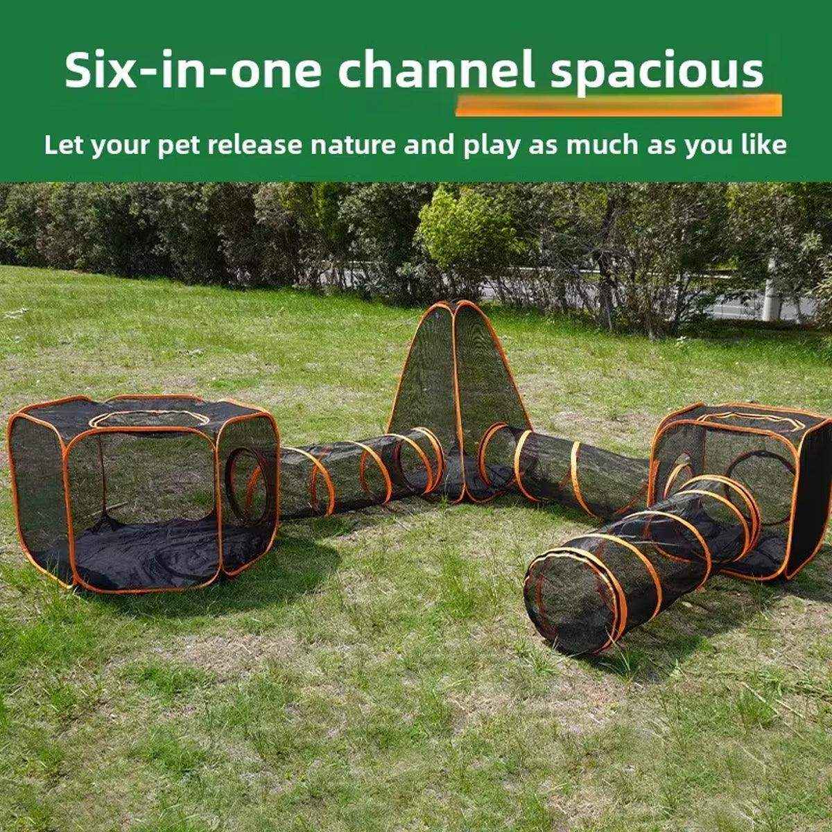 Foldable Cat Tunnel Outdoors Portable Mesh Playpen for Secure Outdoor Fun - Image 5