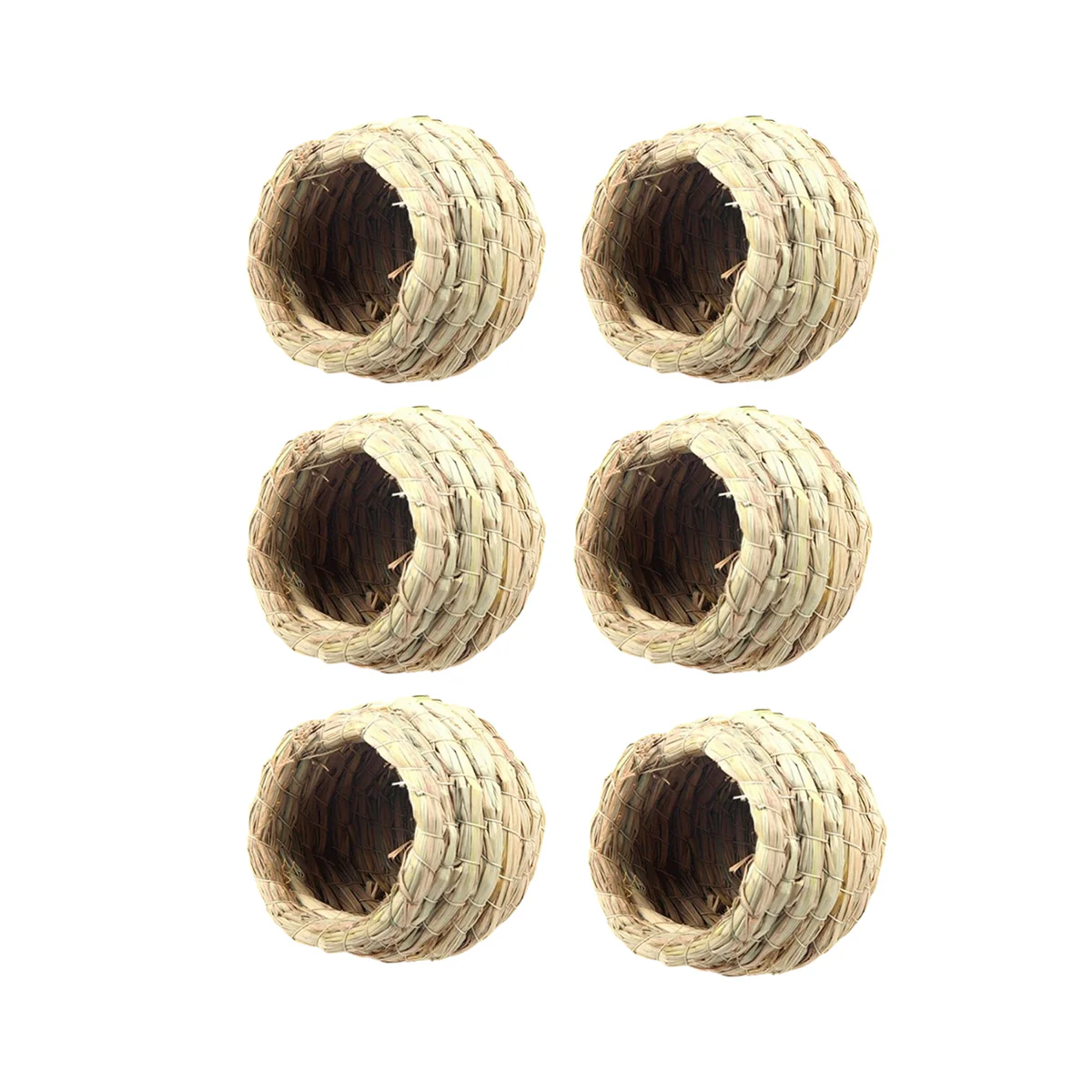 6PCS Handwoven Straw Bird Nest 12cm Natural Grass - Image 3