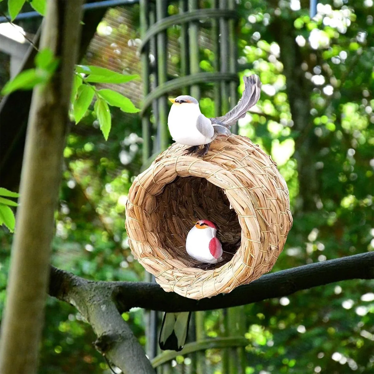 6PCS Handwoven Straw Bird Nest 12cm Natural Grass - Image 4