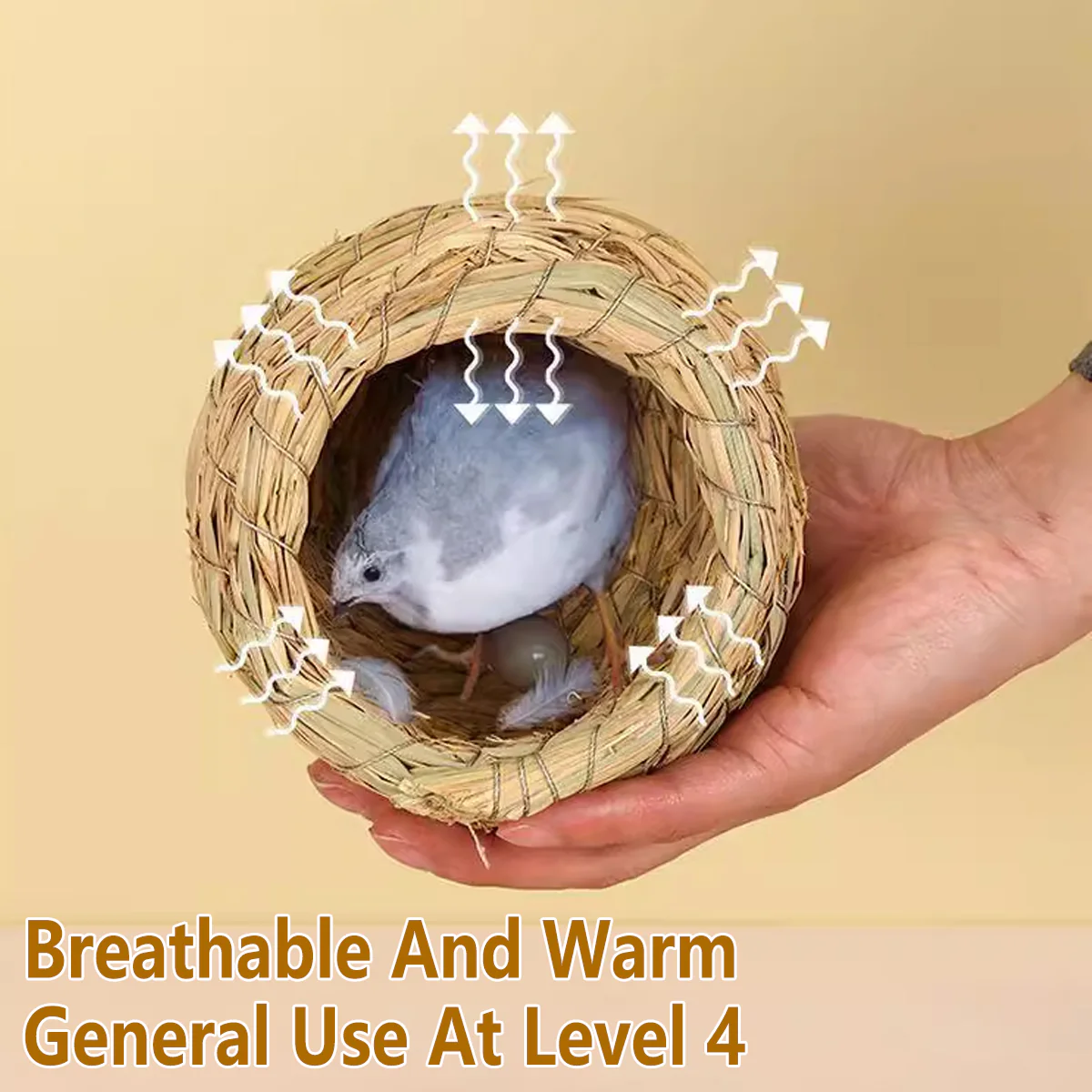 6PCS Handwoven Straw Bird Nest 12cm Natural Grass - Image 7