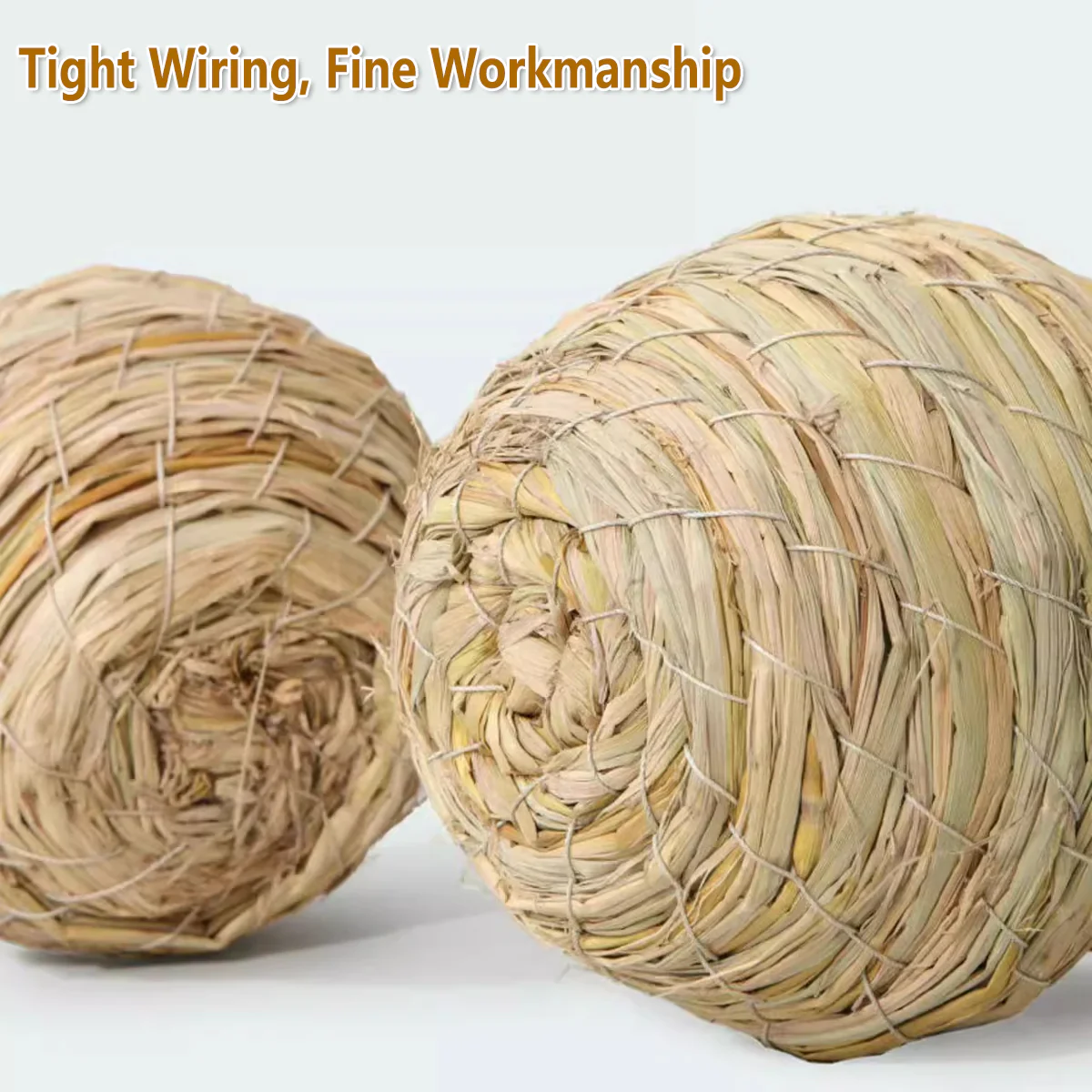 6PCS Handwoven Straw Bird Nest 12cm Natural Grass - Image 9