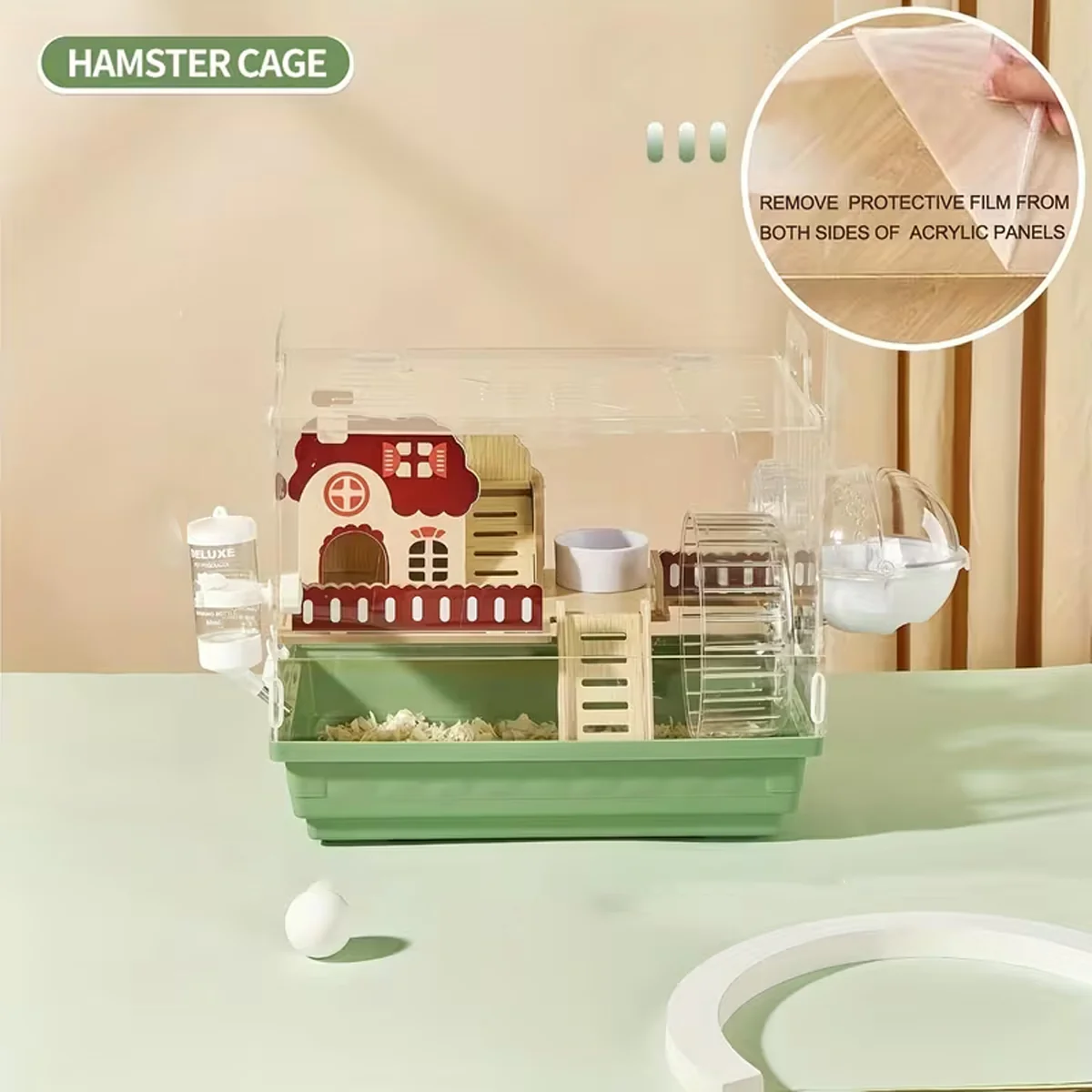 Acrylic Hamster Cage With Wheel And Accessories - Image 11