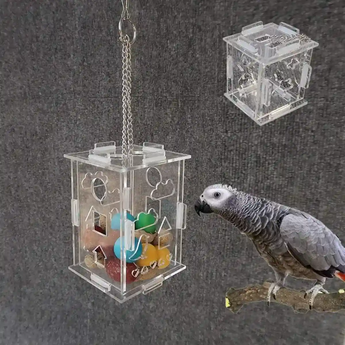 Acrylic Parrot Foraging Toy Hanging Puzzle Feeder Box - Image 13