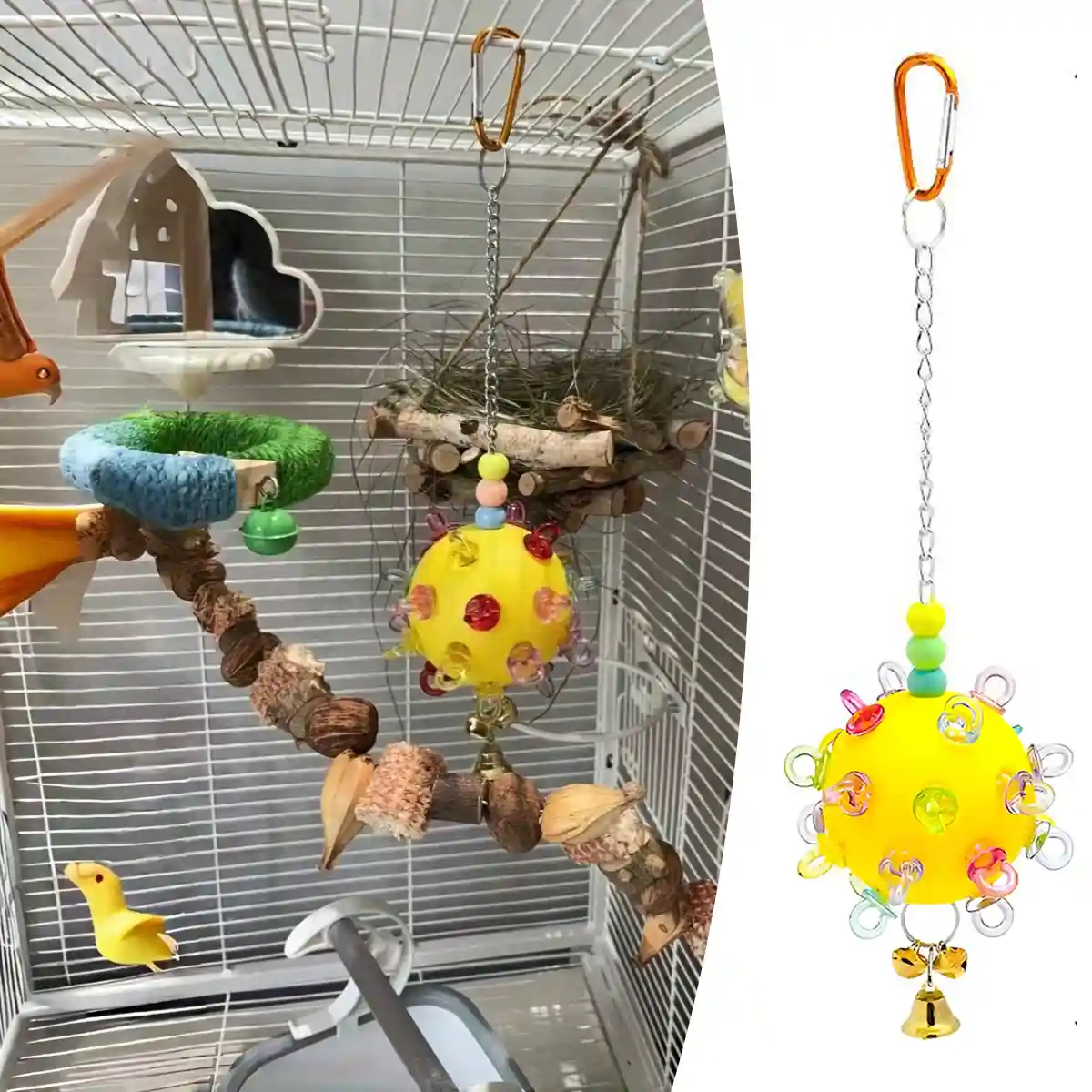 Durable Acrylic Bird Toy With Bells & Rings For Small Birds - Image 9