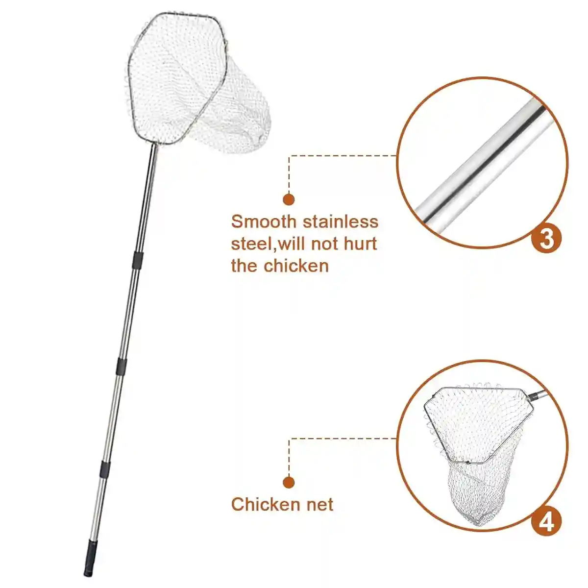 Adjustable Chicken Net Catcher Stainless Steel Poultry Catching Tool - Image 6