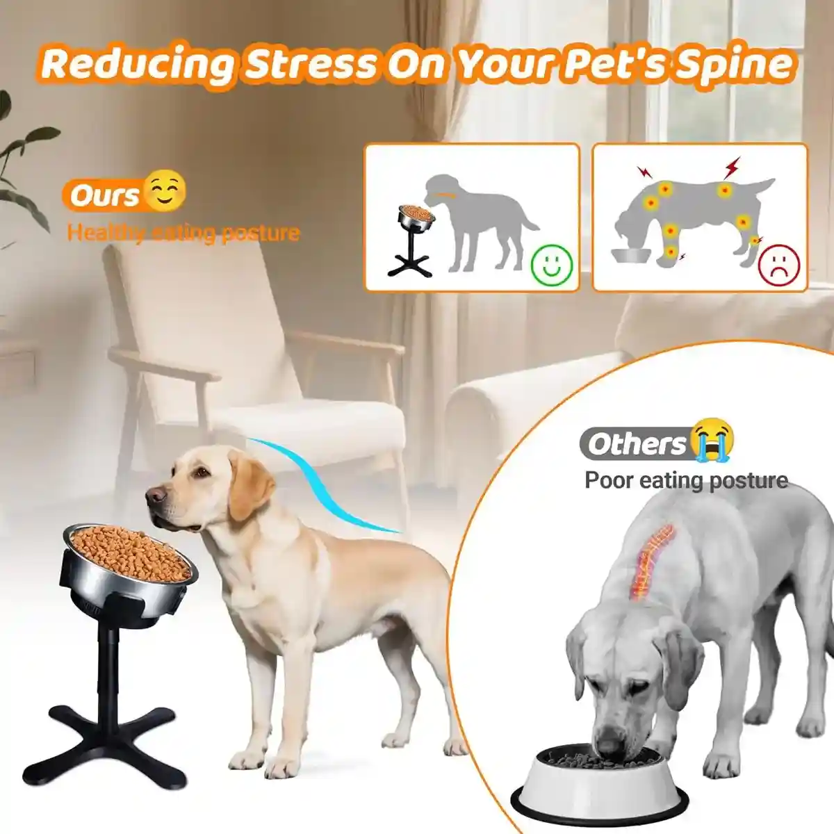 Adjustable Dog Bowl Stand with 3 Heights and Tilt - Image 3