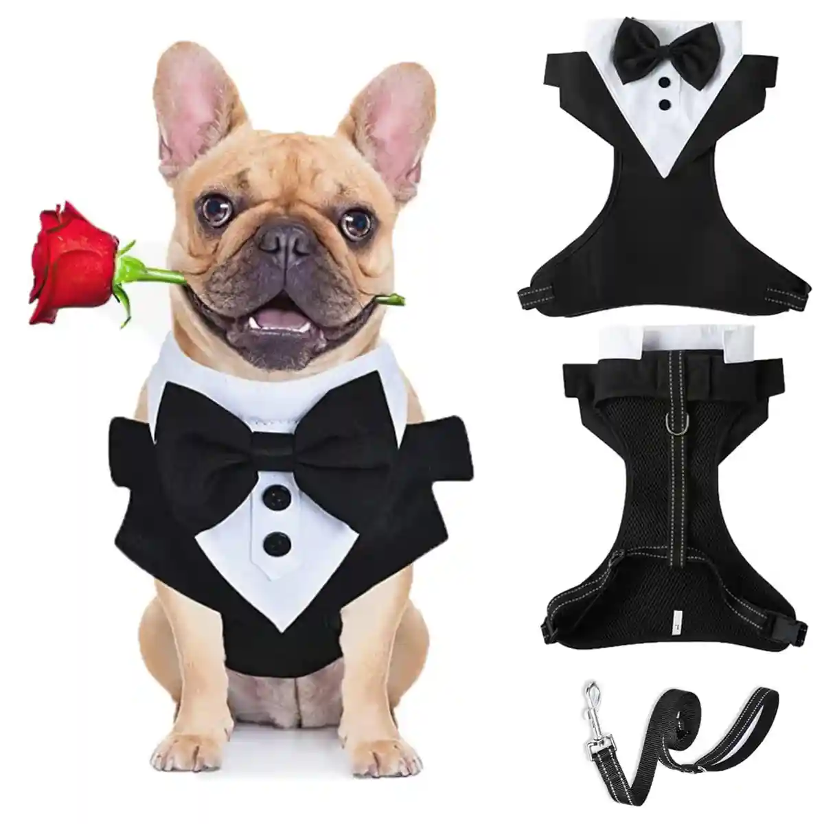 Adjustable Dog Harness and Leash Set with Bowtie No-Pull Vest Design - Image 10