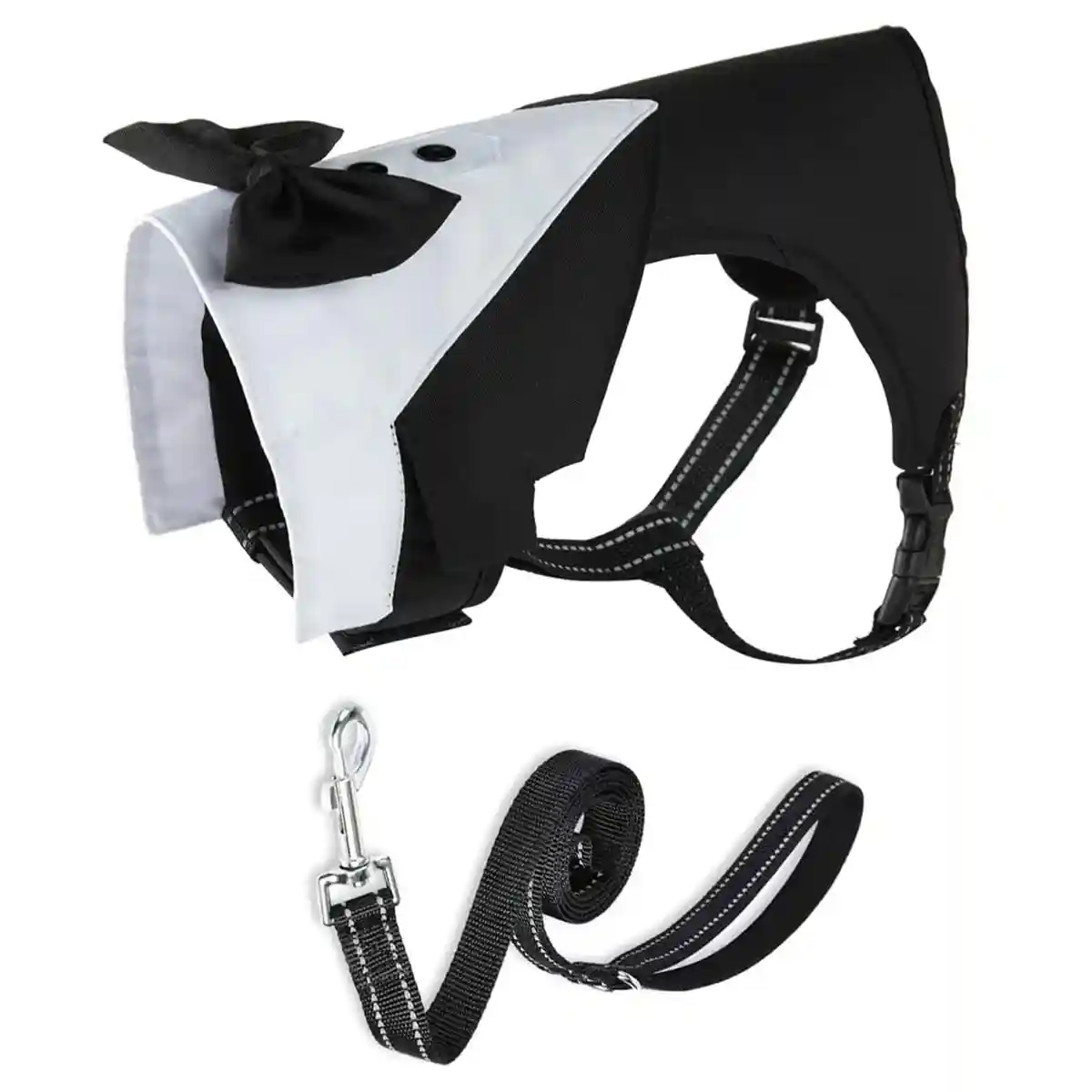 Adjustable Dog Harness and Leash Set with Bowtie No-Pull Vest Design - Image 14