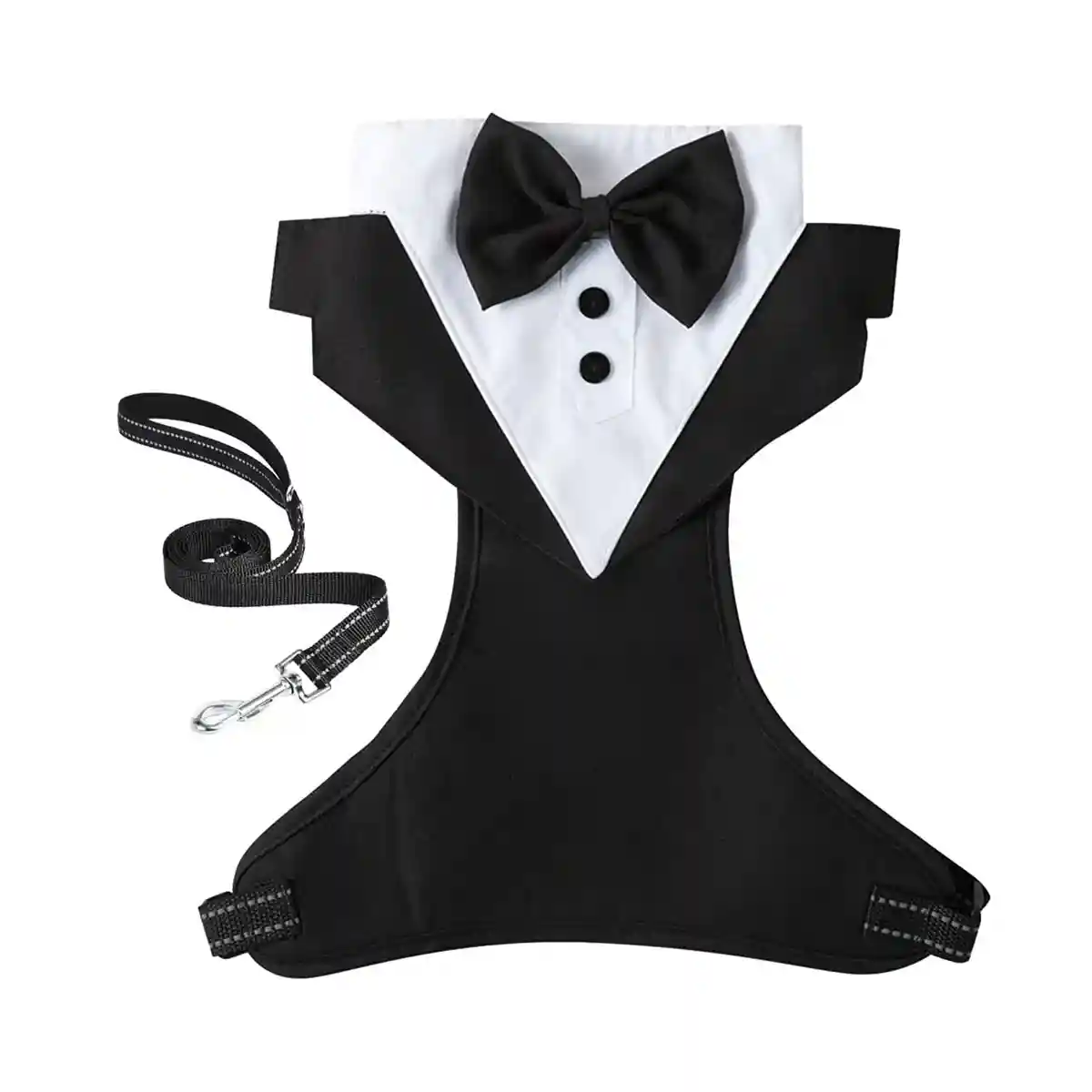 Adjustable Dog Harness and Leash Set with Bowtie No-Pull Vest Design - Image 17