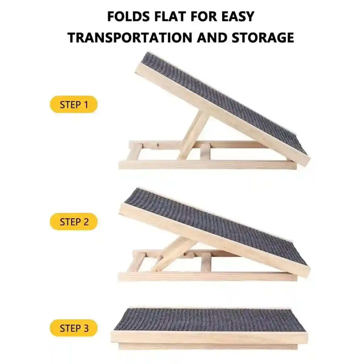 Adjustable Dog Ramp for Small Dogs Wooden Ramp with Non-Slip Surface - Image 11