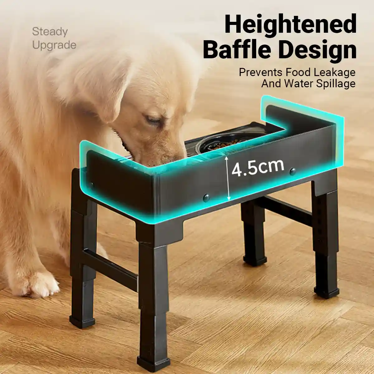 Adjustable Elevated Dog Bowl Stand With Non-Slip Base And Slow Feeder - Image 6