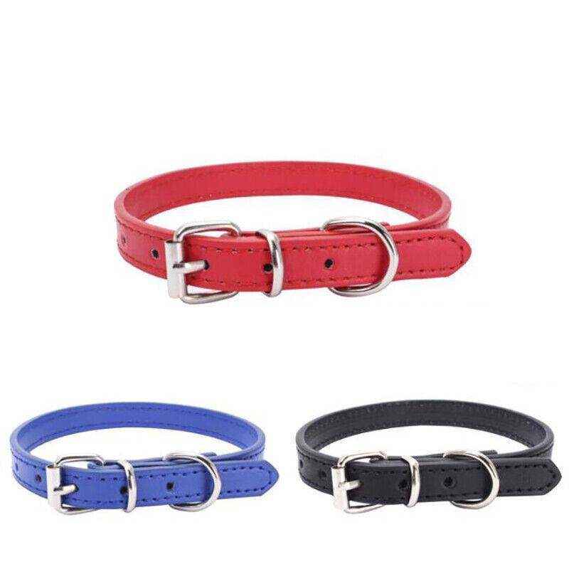 Adjustable Leather Pet Collar for Dogs & Cats Durable PU Leather in 3 Colours - Image 2