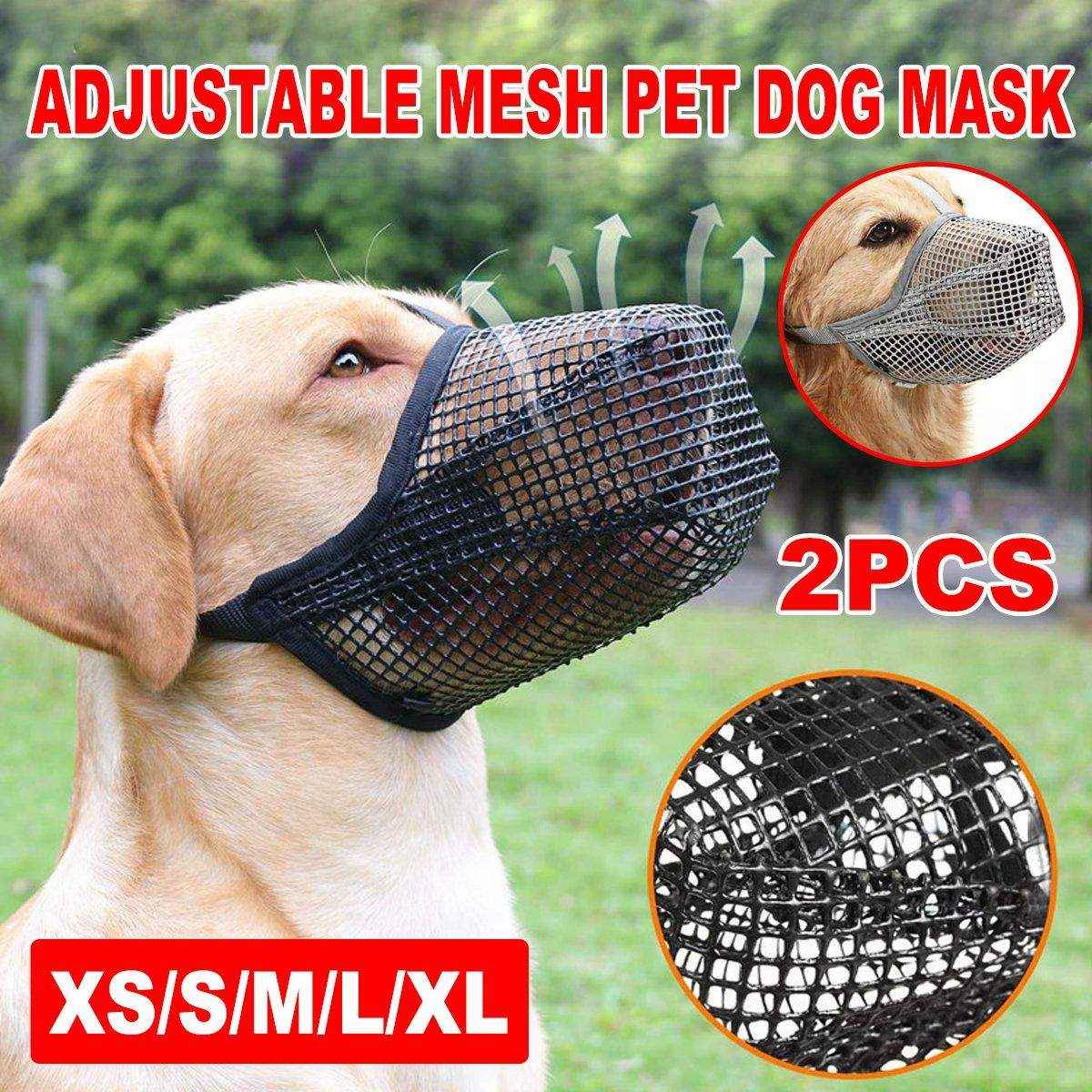 2PCS Adjustable Mesh Dog Muzzle Set Breathable Anti-Bite Muzzles