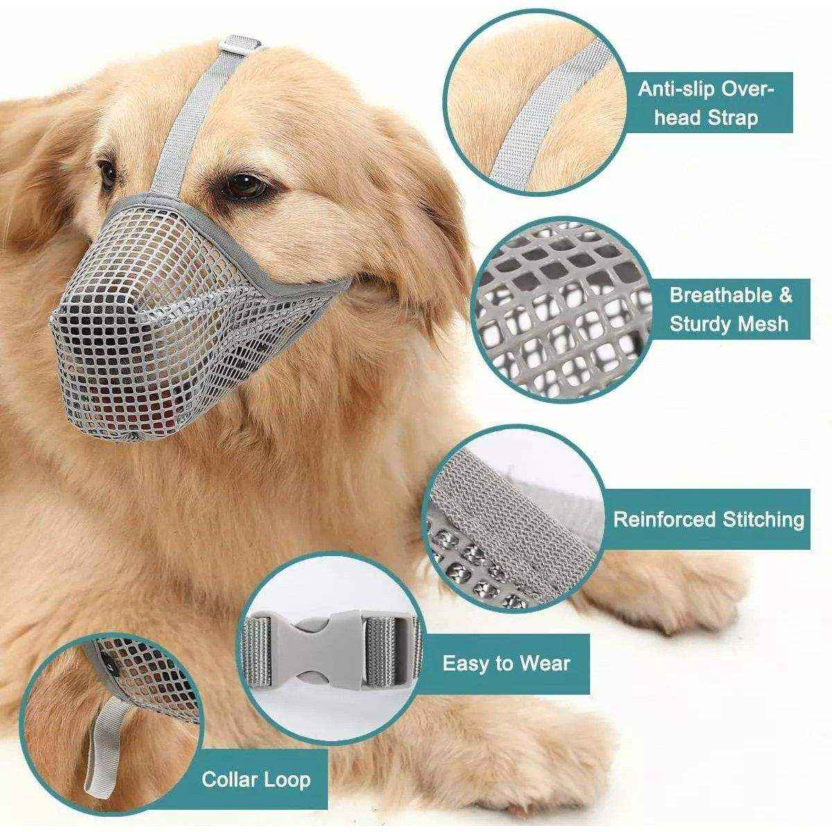 2PCS Adjustable Mesh Dog Muzzle Set Breathable Anti-Bite Muzzles - Image 18