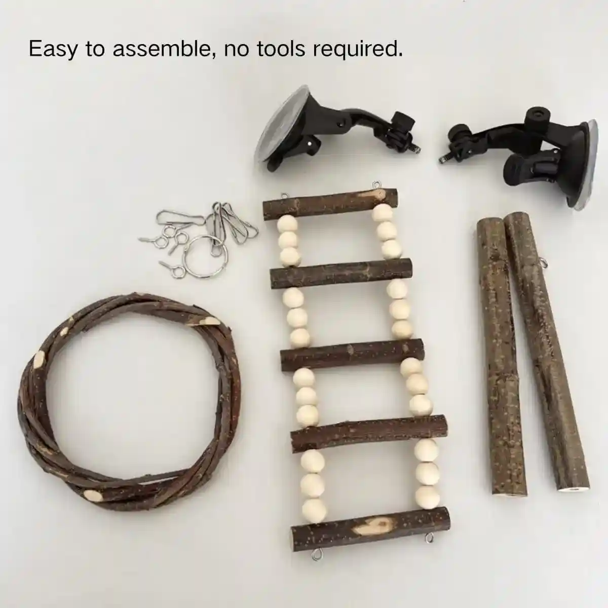 Adjustable Parrot Perch Set with Swing & Ladder Bird Cage Accessory - Image 9