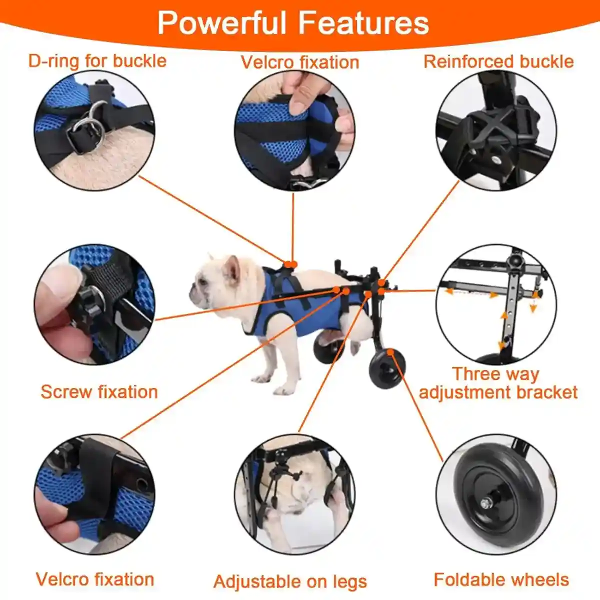 Adjustable Pet Wheelchair for Disabled Dogs and Cats (5.5–10kg) - Image 10