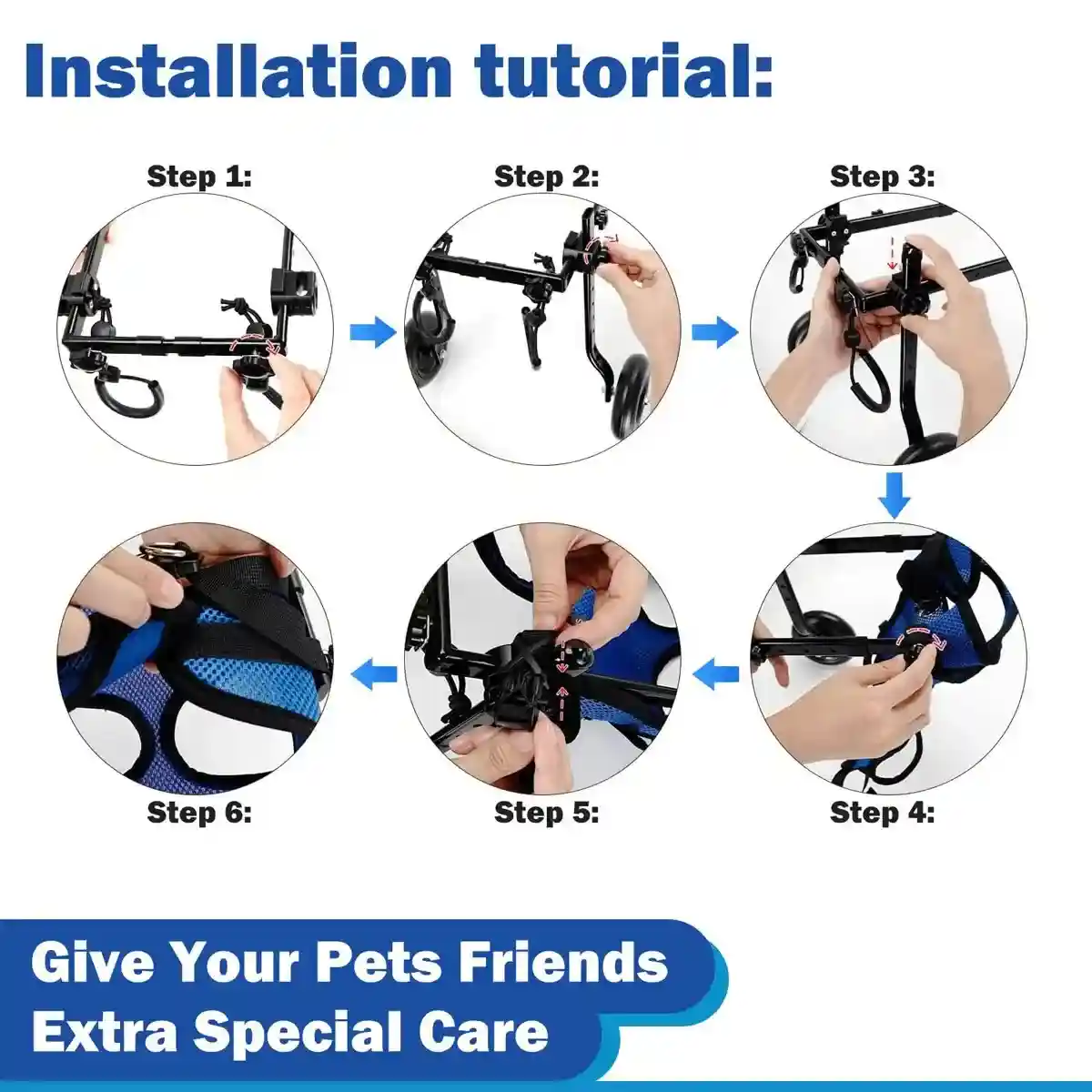 Adjustable Pet Wheelchair for Disabled Dogs and Cats (5.5–10kg) - Image 4
