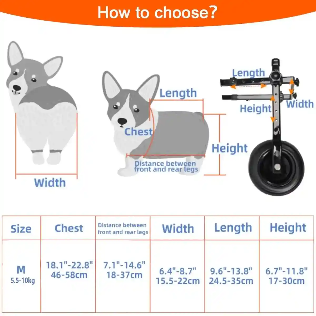 Adjustable Pet Wheelchair for Disabled Dogs and Cats (5.5–10kg) - Image 7