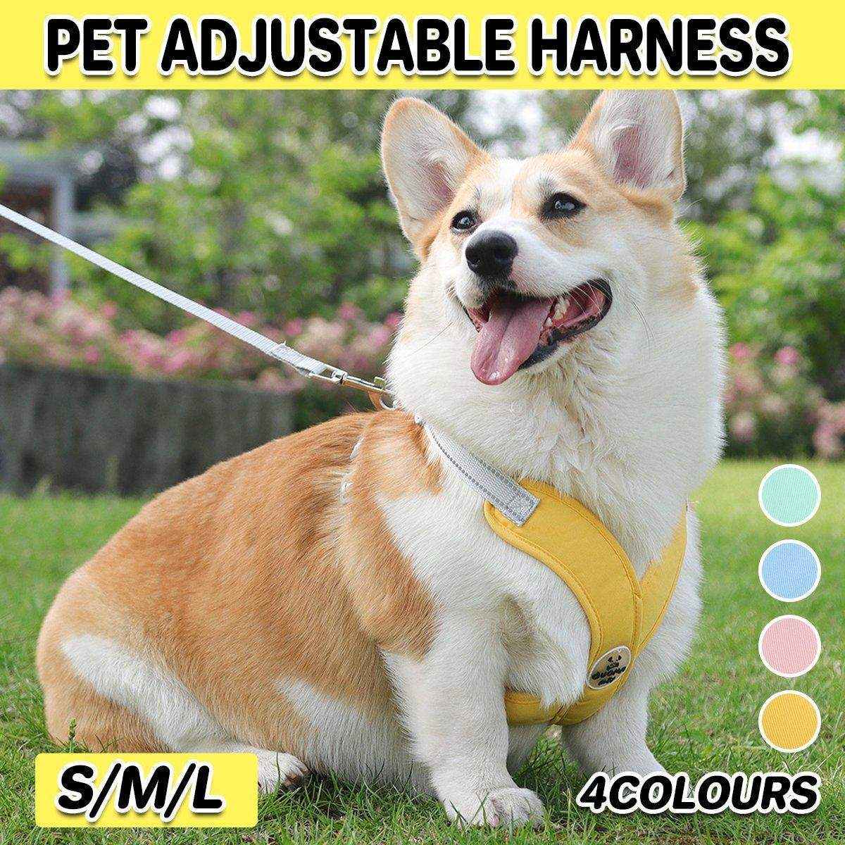 Adjustable Reflective Pet Harness and Leash Set for Small to Large Pets