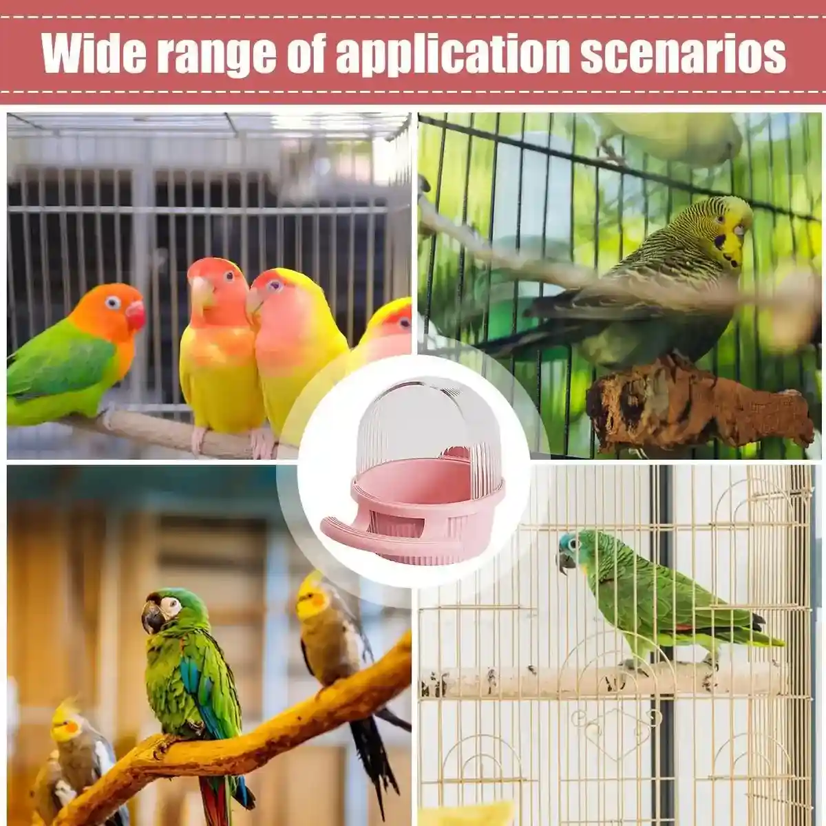 Anti-Splash Bird Feeder with Cover and Stand for Cage Use - Image 11
