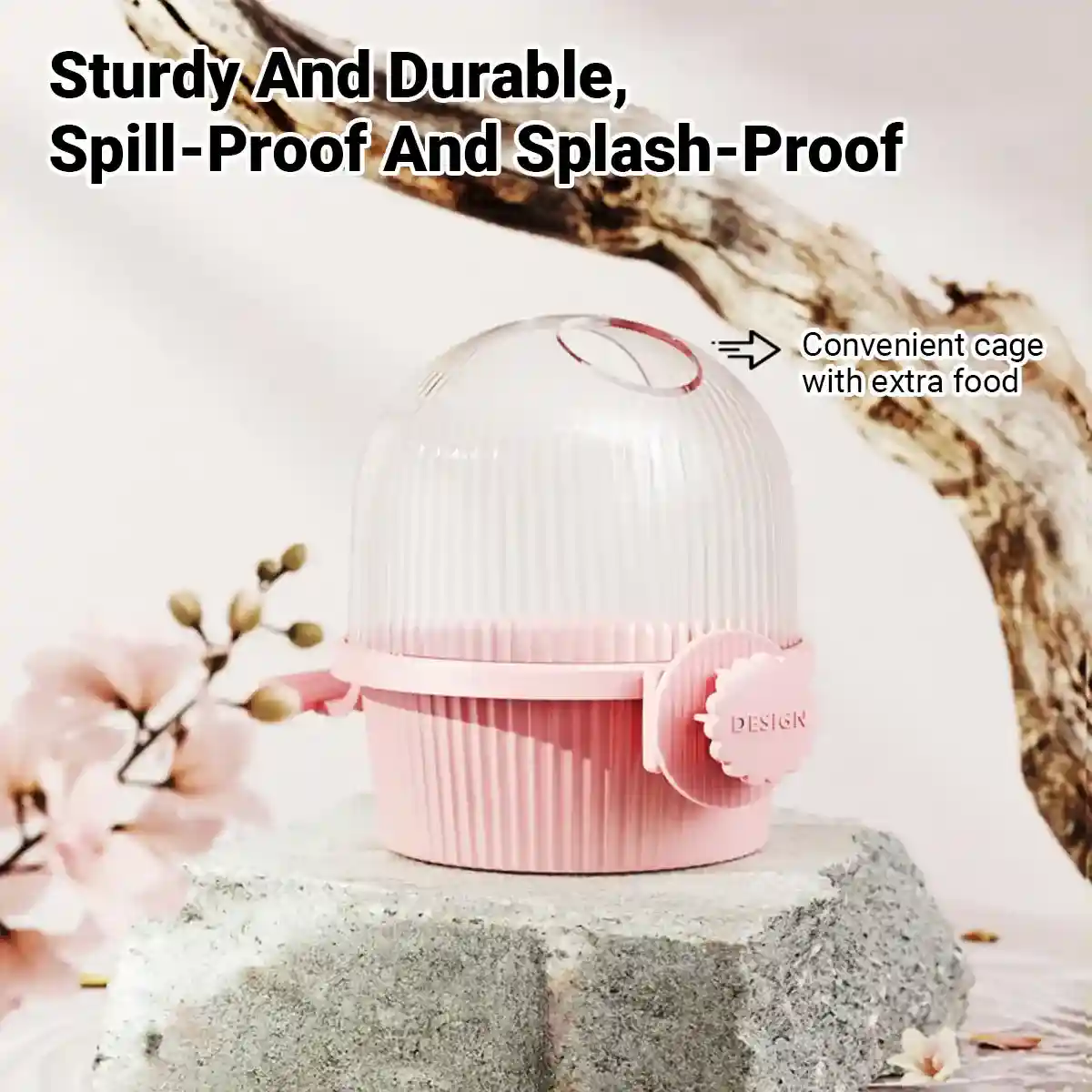Anti-Splash Bird Feeder with Cover and Stand for Cage Use - Image 6