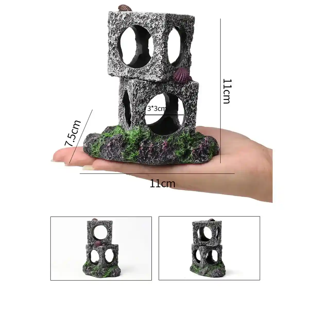 Square Aquarium Cave Resin Set for Small Fish Habitat and Aquascaping - Image 12