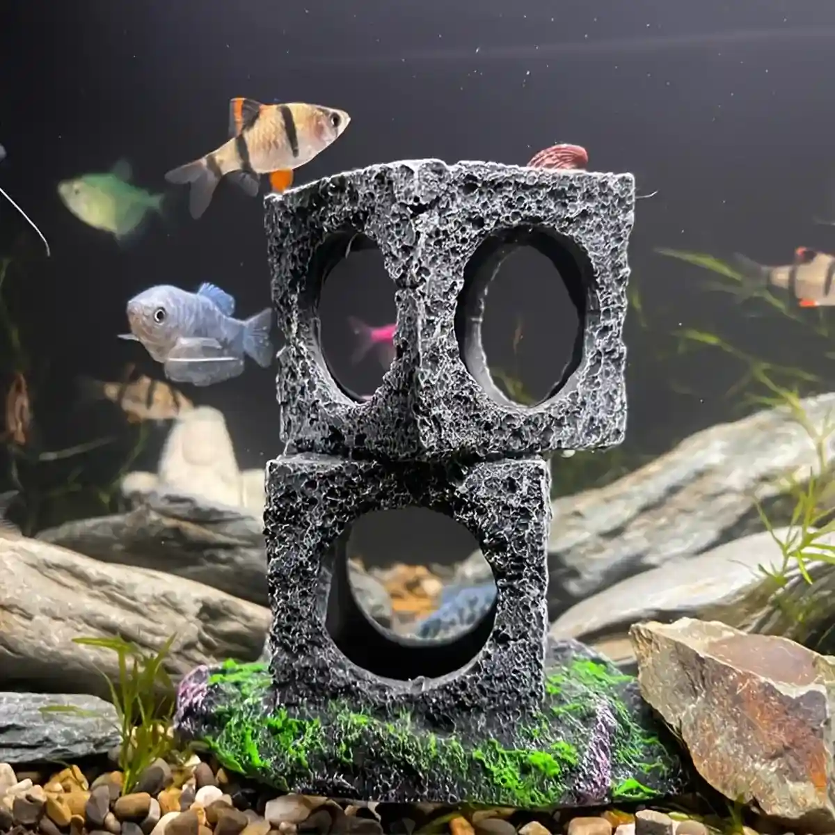 Square Aquarium Cave Resin Set for Small Fish Habitat and Aquascaping - Image 5