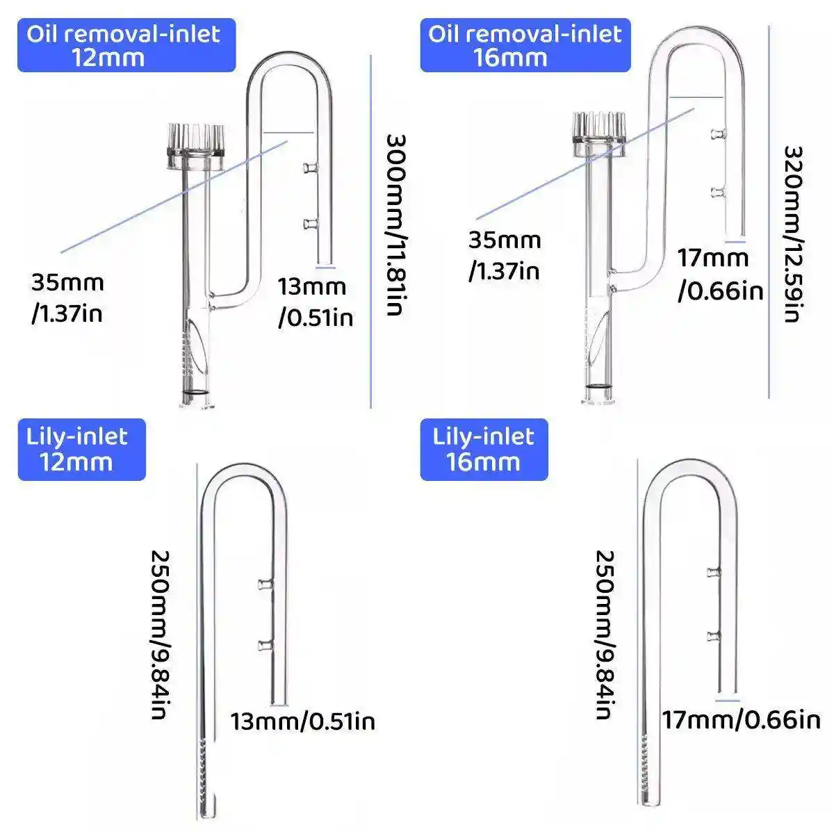 Aquarium Glass Inlet Outlet Pipe Fish Tank Filter Oil Film Remover Plant Holder - Image 14