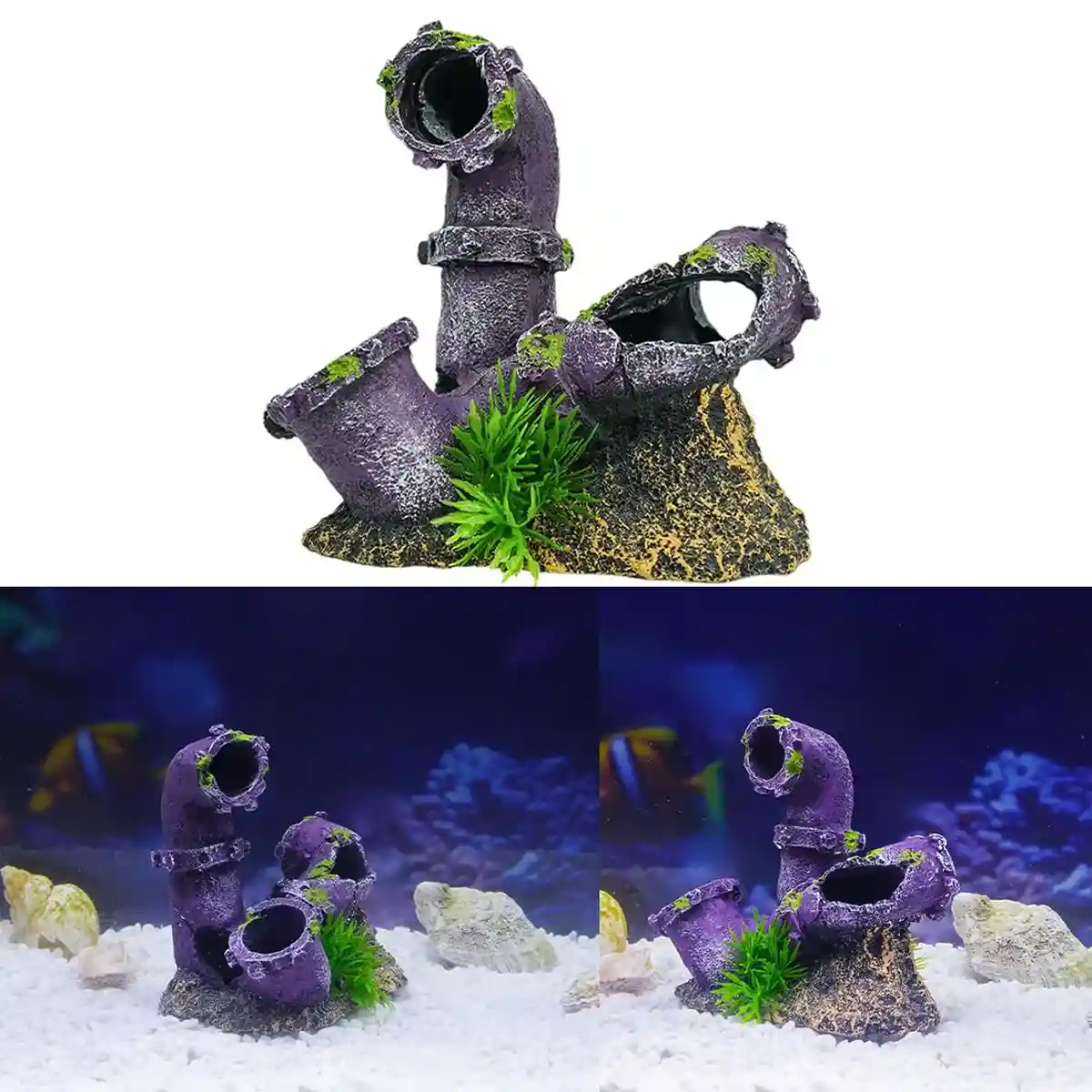 Aquarium Broken Pipe Ornament Resin Fish Tank Decoration - Image 3