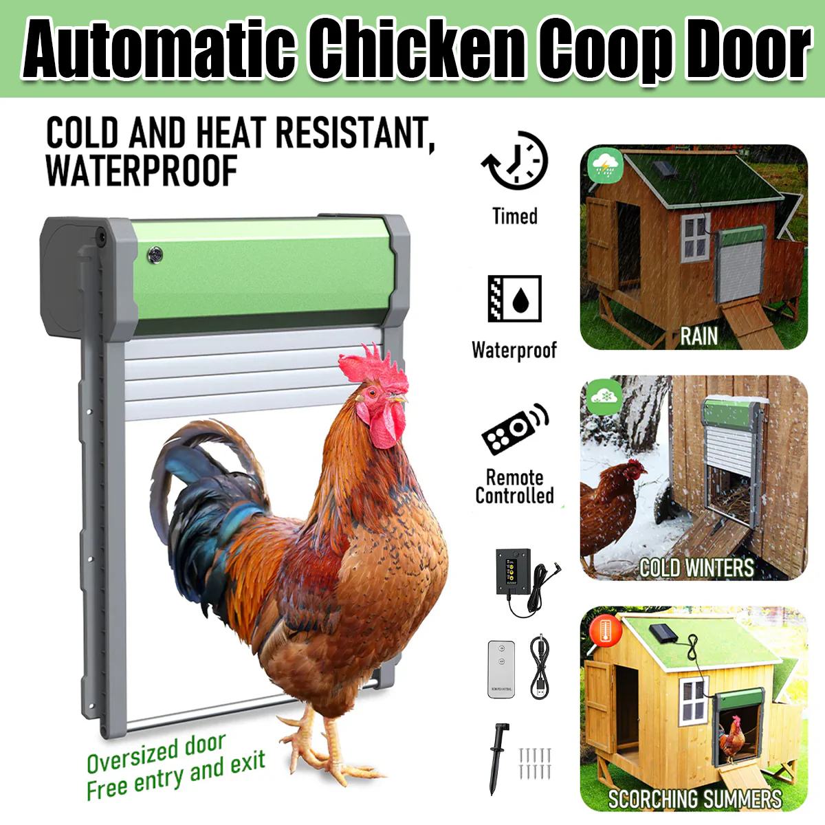 Automatic Chicken Coop Door Solar Powered Smart Chicken Door