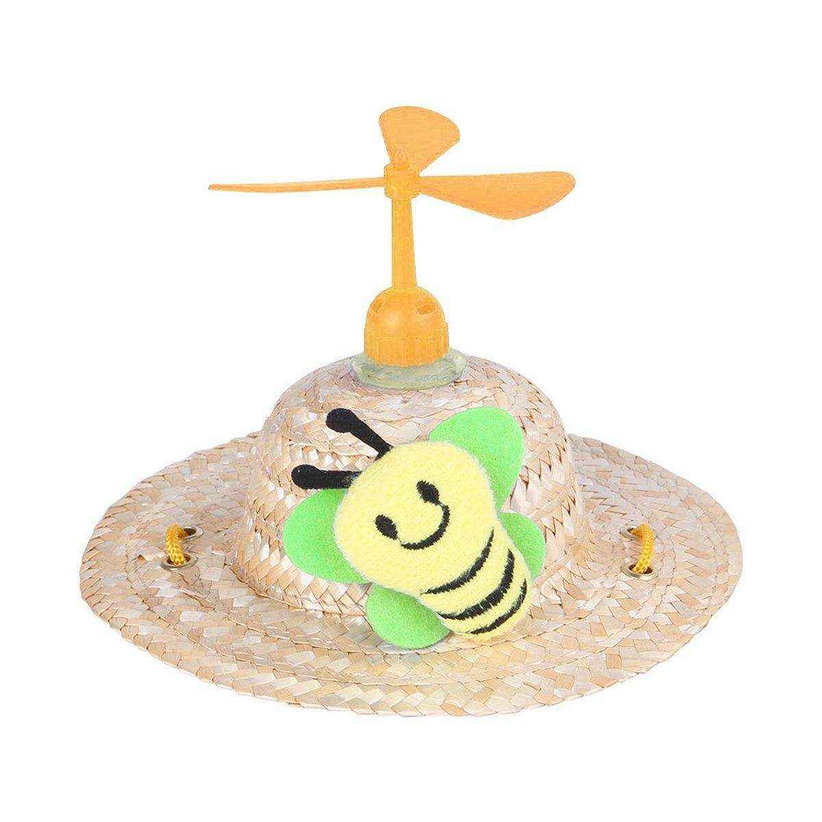 Pet Straw Hat Bamboo Dragonfly Cat And Dog Headwear Puppy Sun Hat Decoration - Image 2