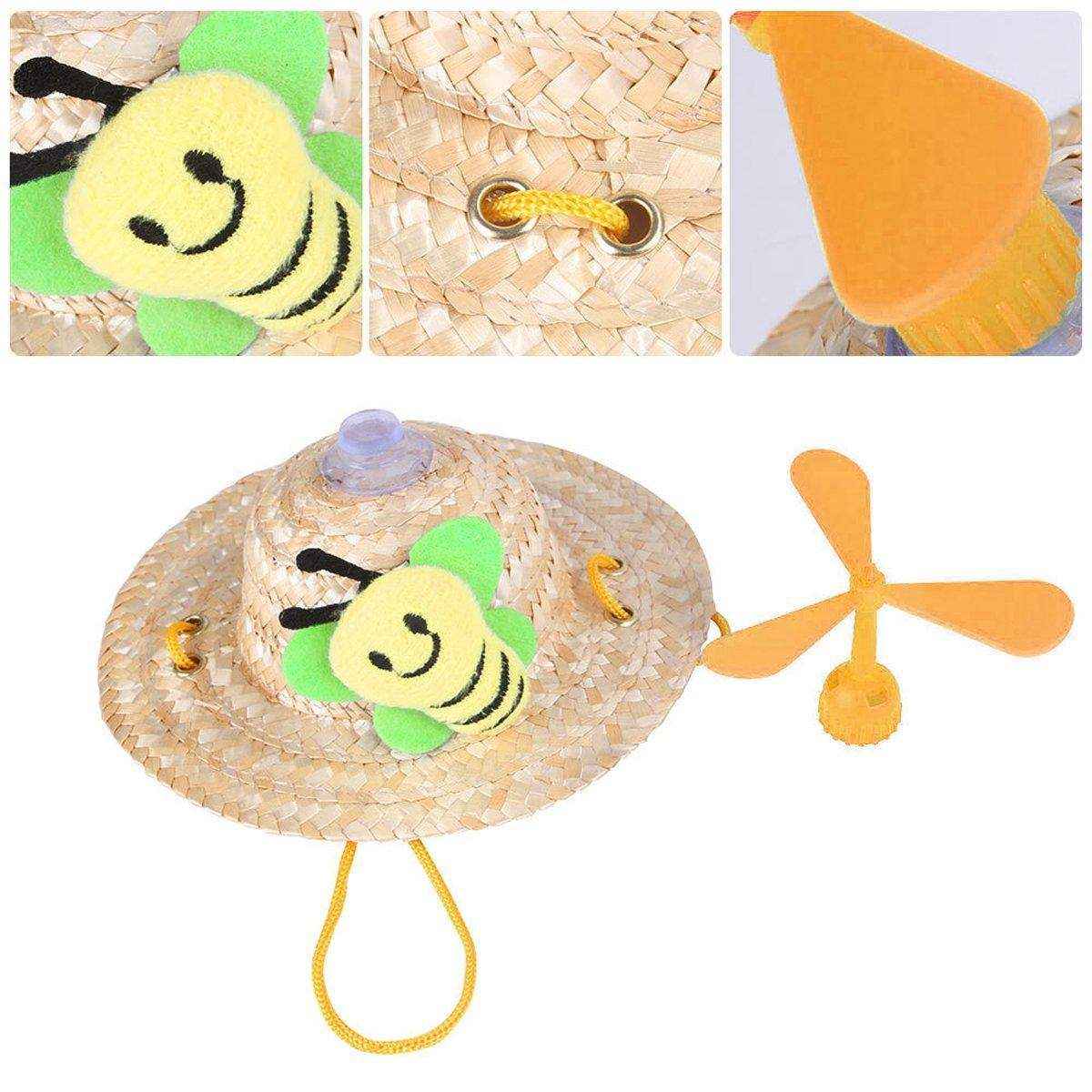 Pet Straw Hat Bamboo Dragonfly Cat And Dog Headwear Puppy Sun Hat Decoration - Image 4