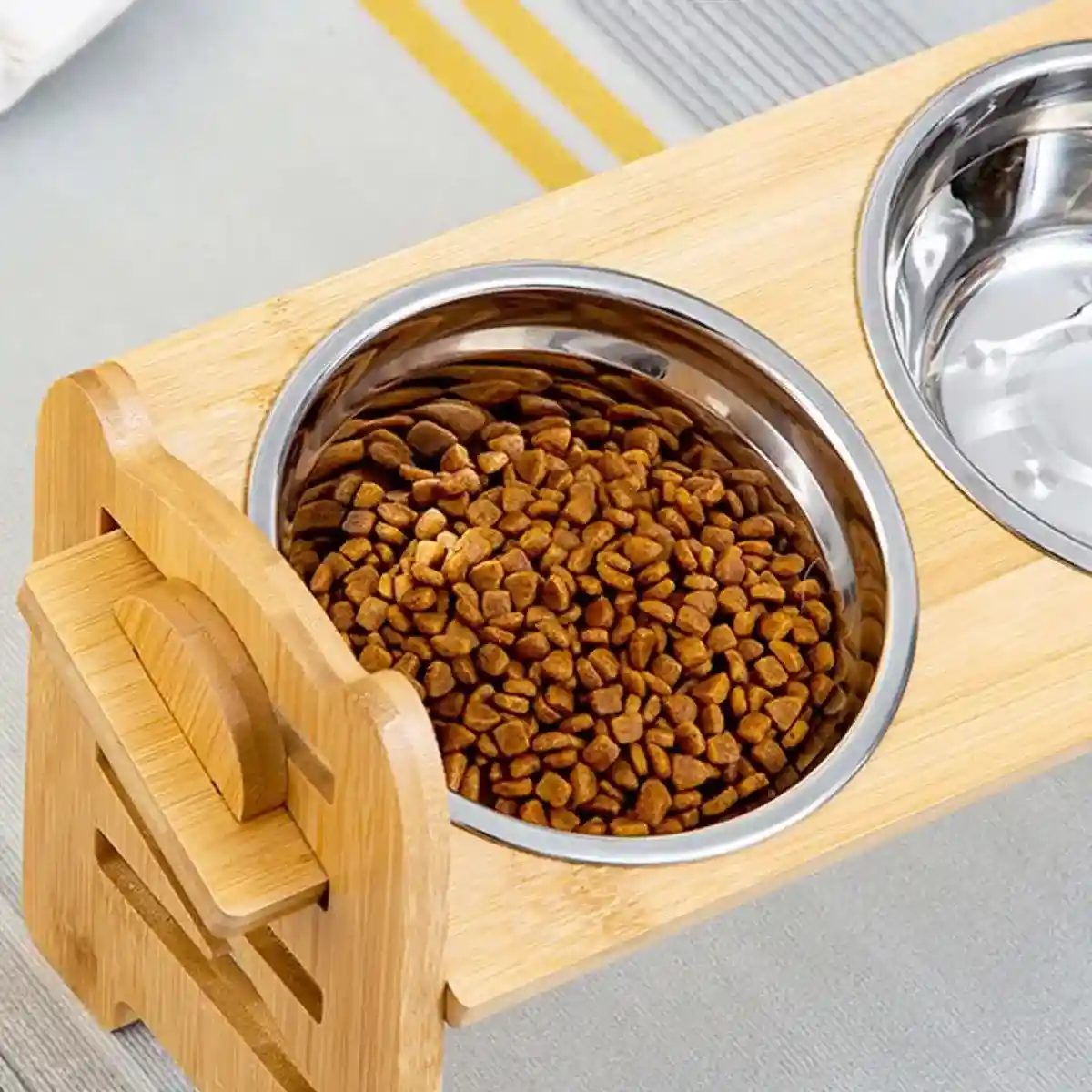 Adjustable Bamboo Pet Feeder with Stainless Steel Bowls - Image 12